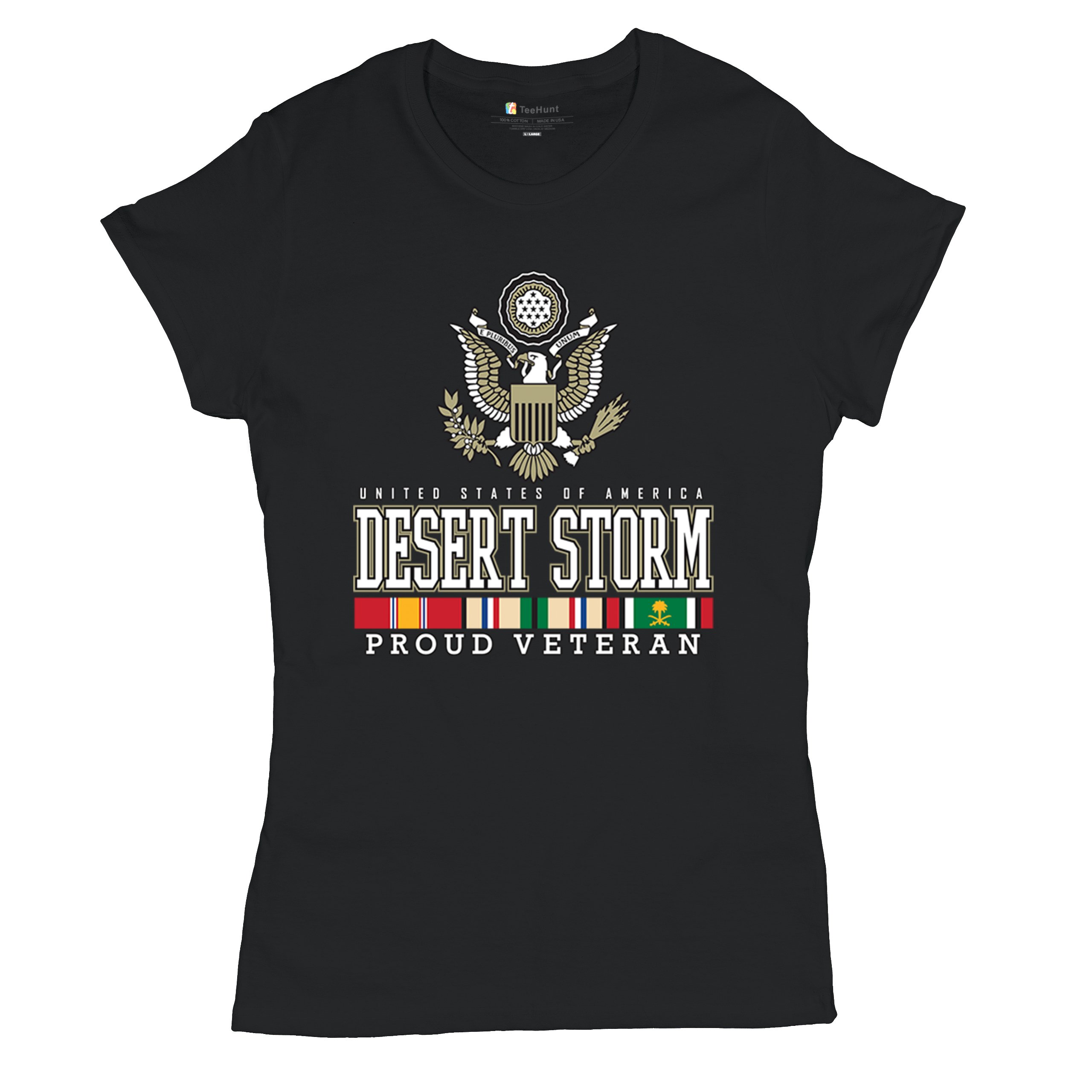 Desert Storm Proud Veteran T-Shirt American Army Gulf War DD 214 Women's Tee - Picture 6 of 50