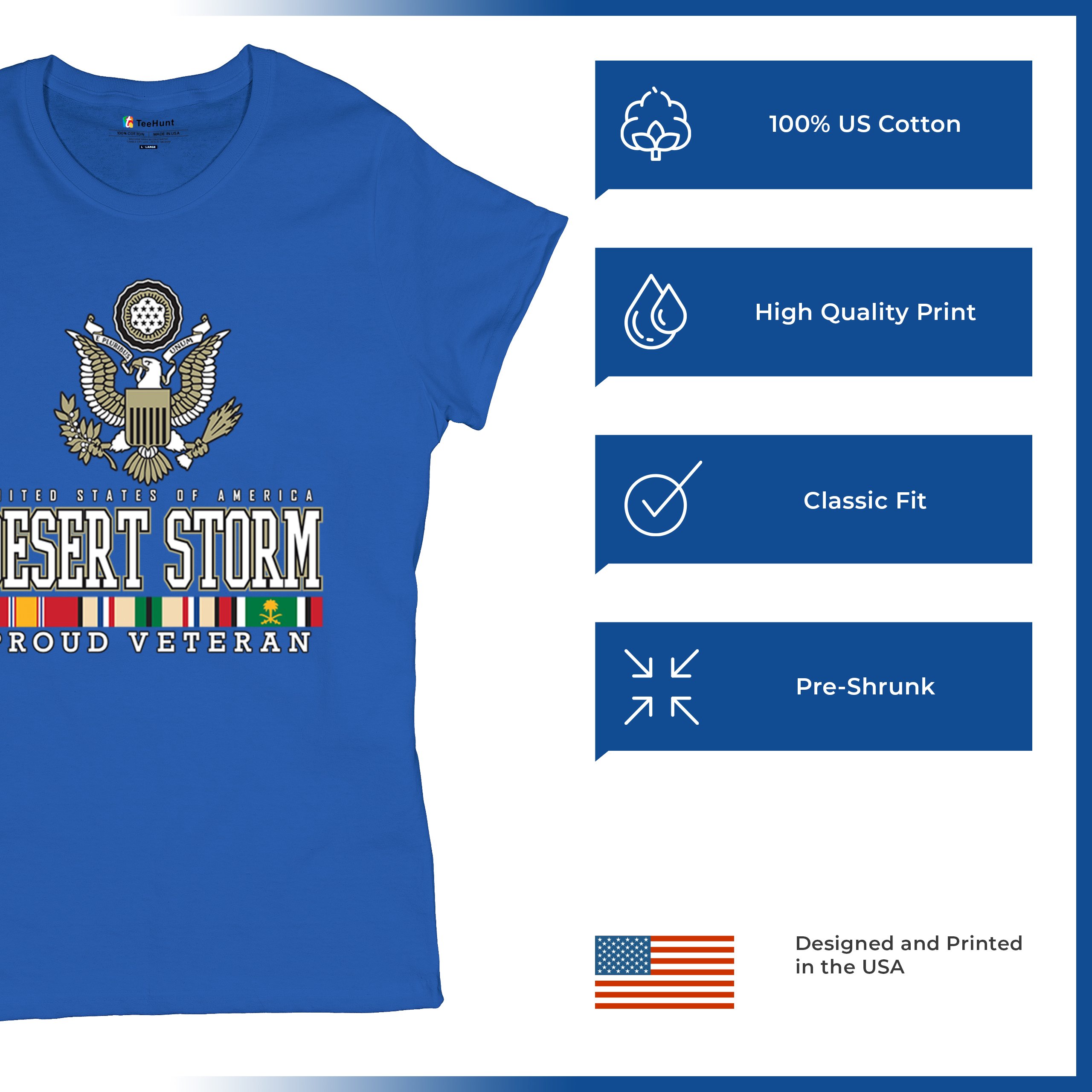 Desert Storm Proud Veteran T-Shirt American Army Gulf War DD 214 Women's Tee - Picture 35 of 50