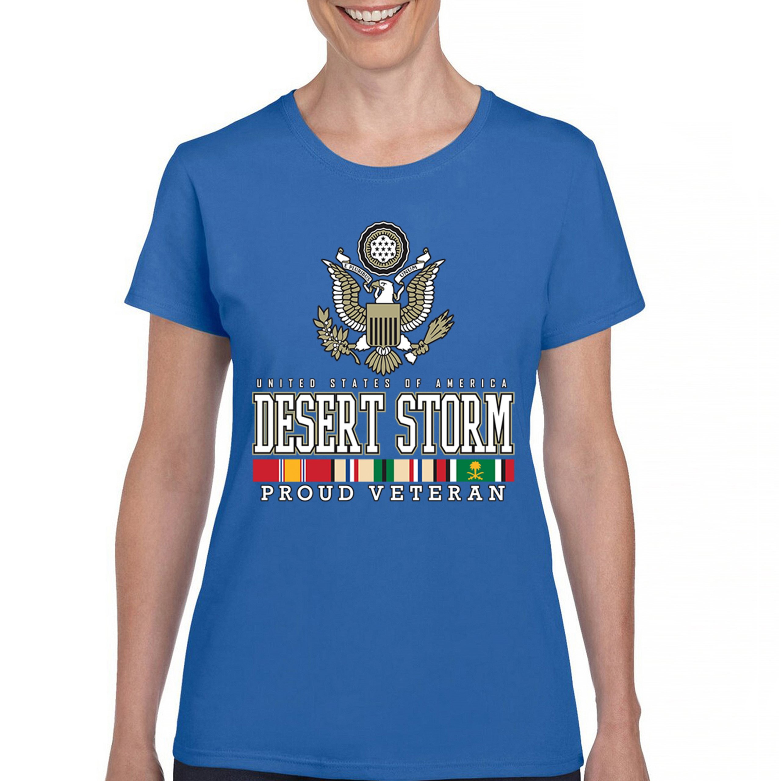 Desert Storm Proud Veteran T-Shirt American Army Gulf War DD 214 Women's Tee - Picture 30 of 50