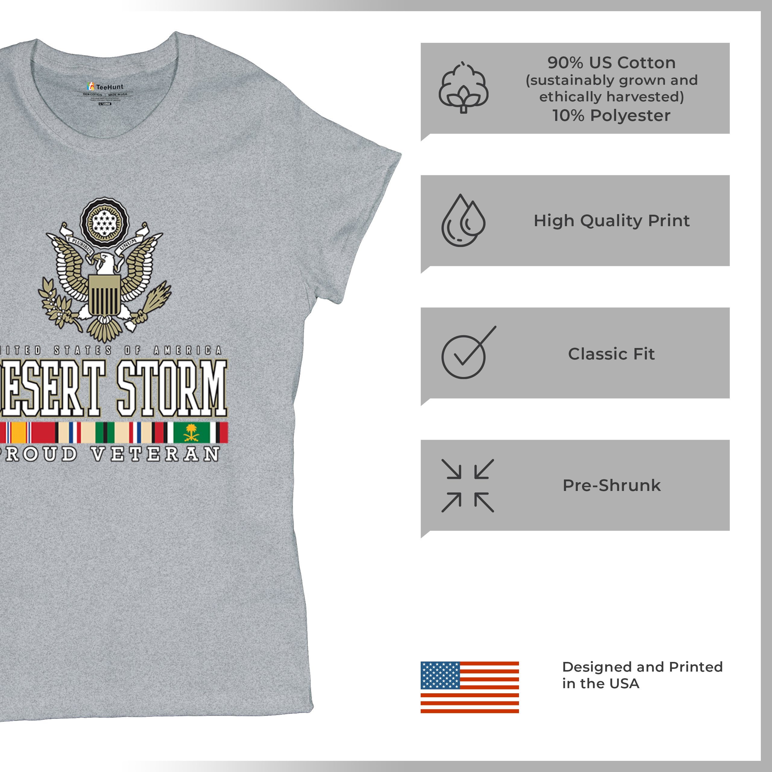Desert Storm Proud Veteran T-Shirt American Army Gulf War DD 214 Women's Tee - Picture 14 of 50
