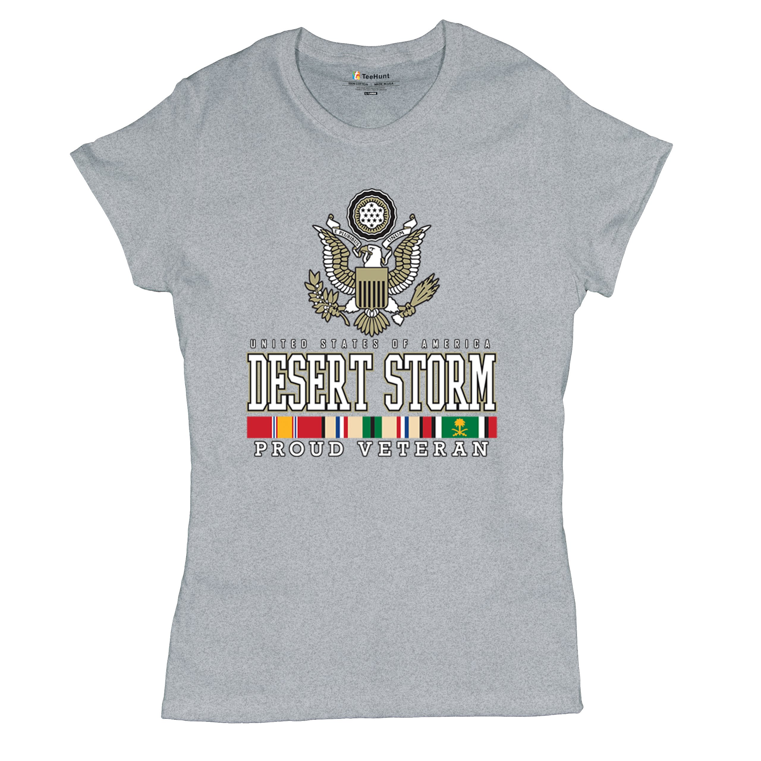 Desert Storm Proud Veteran T-Shirt American Army Gulf War DD 214 Women's Tee - Picture 13 of 50