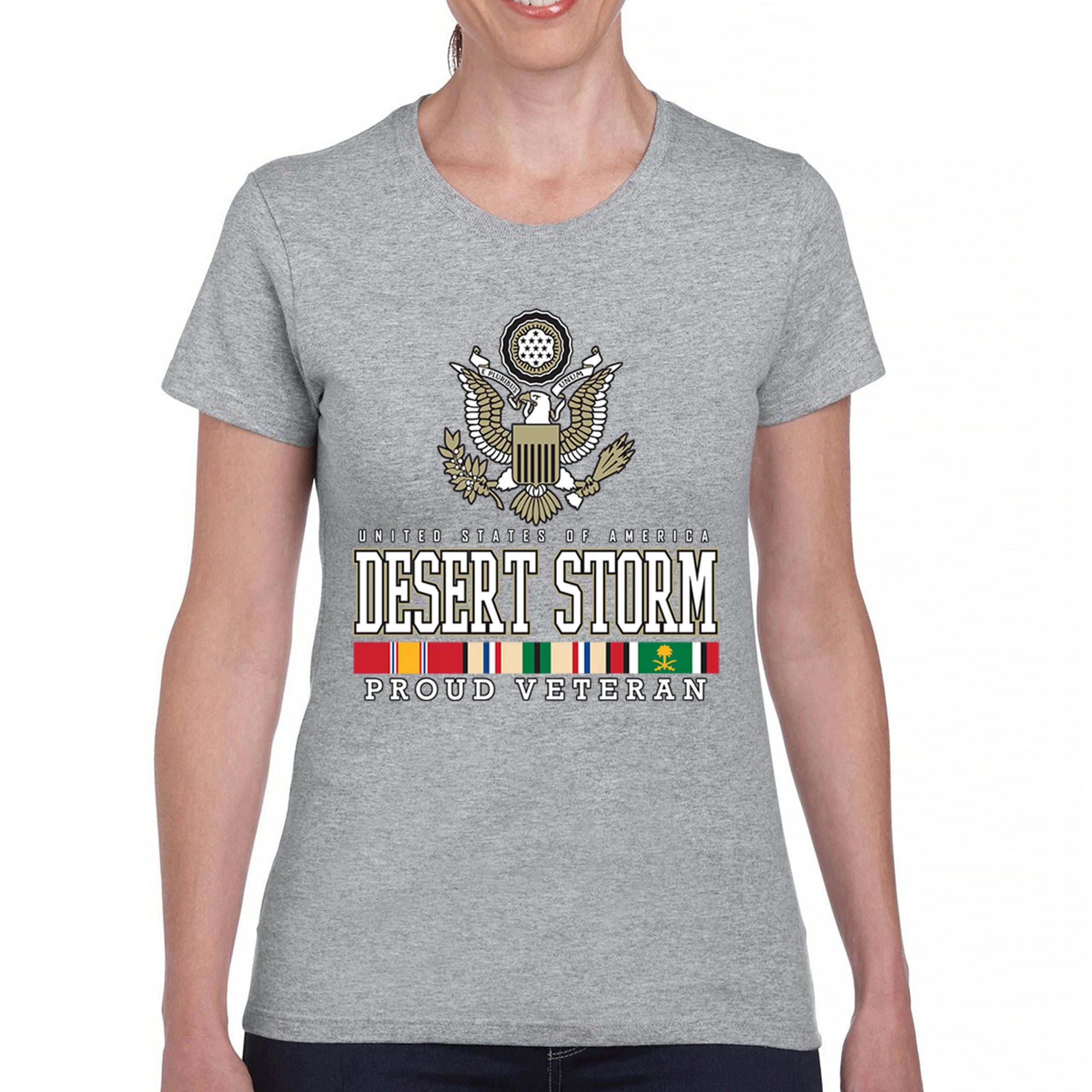 Desert Storm Proud Veteran T-Shirt American Army Gulf War DD 214 Women's Tee - Picture 9 of 50