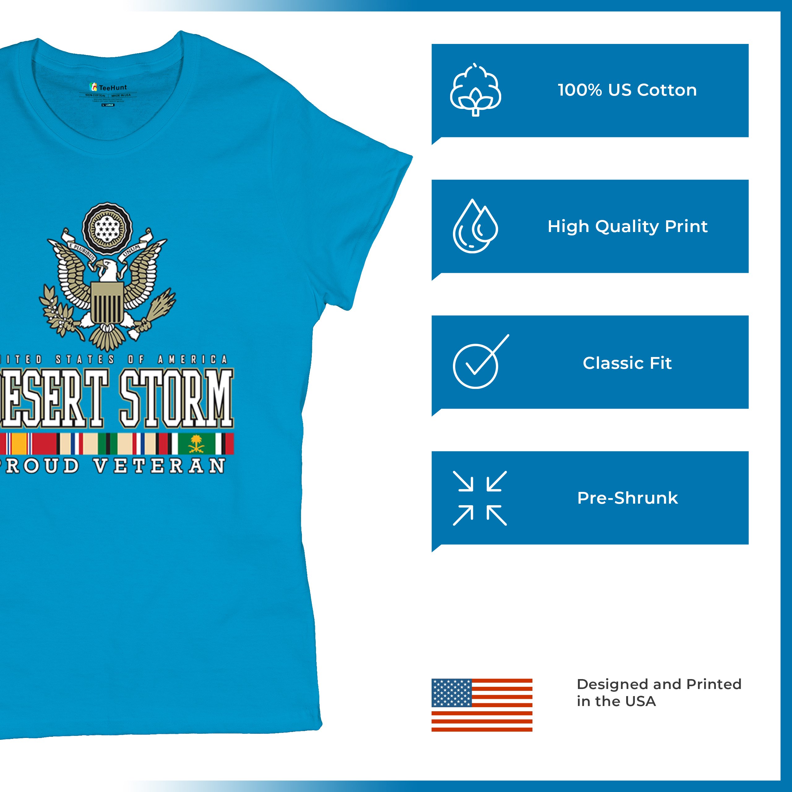 Desert Storm Proud Veteran T-Shirt American Army Gulf War DD 214 Women's Tee - Picture 42 of 50