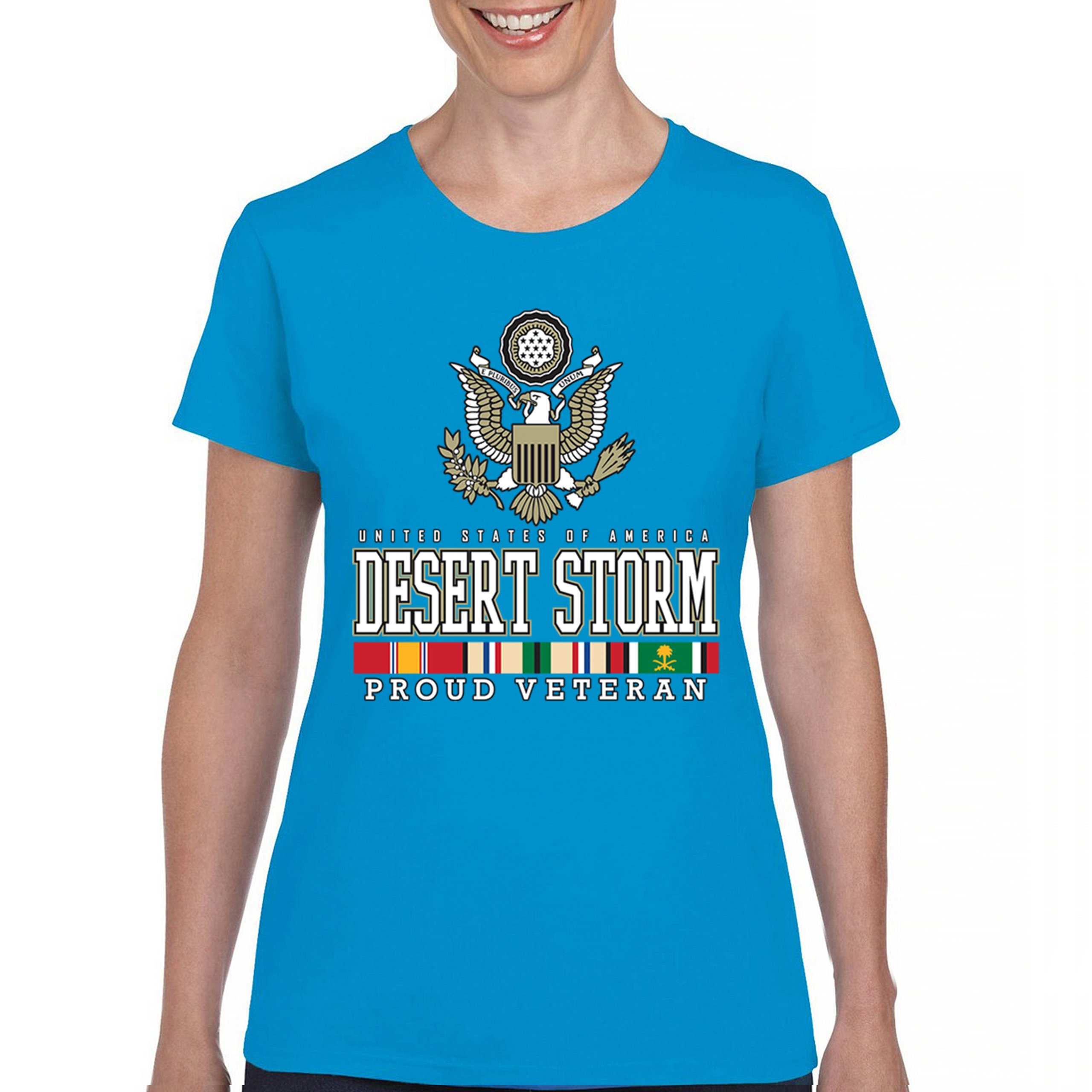 Desert Storm Proud Veteran T-Shirt American Army Gulf War DD 214 Women's Tee - Picture 37 of 50
