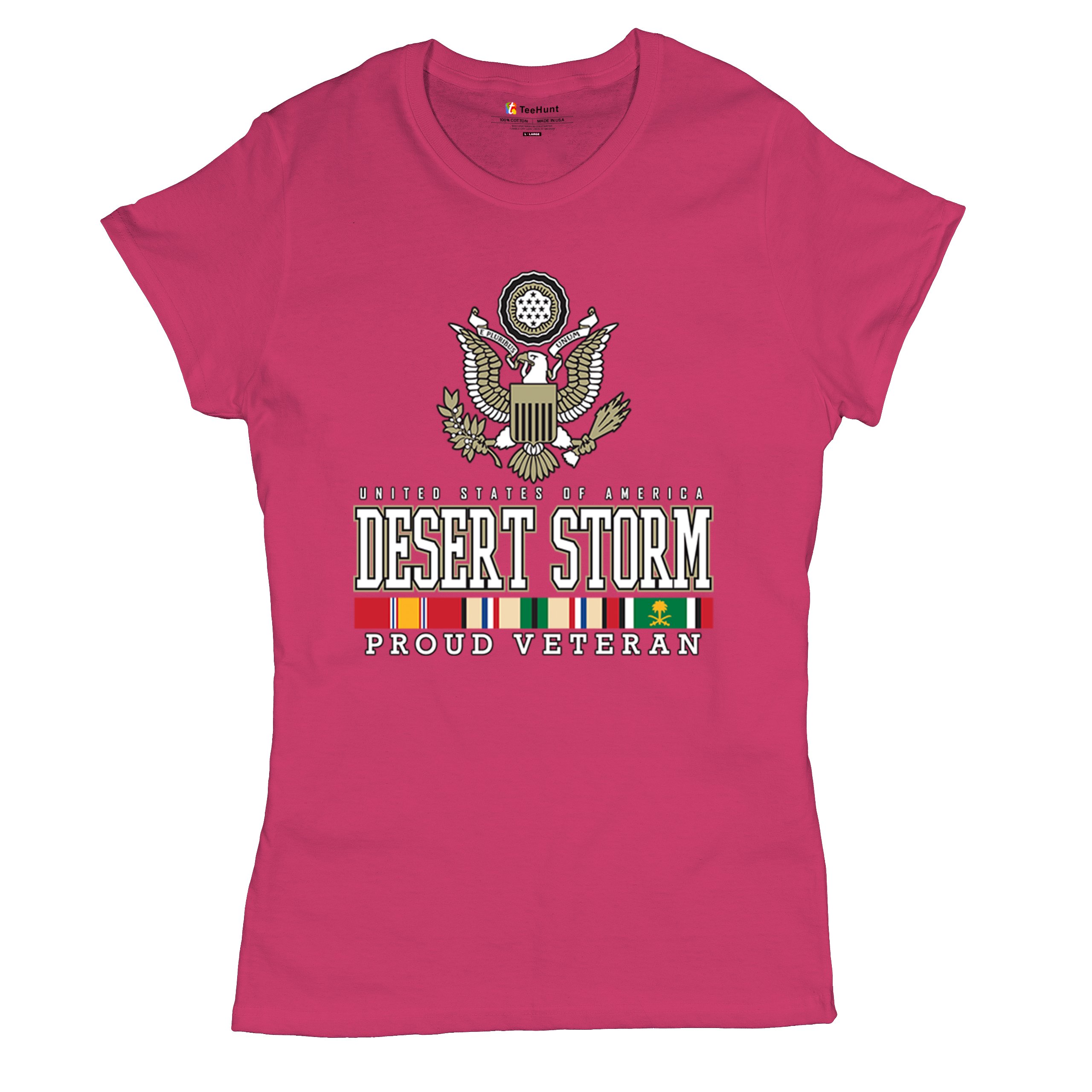 Desert Storm Proud Veteran T-Shirt American Army Gulf War DD 214 Women's Tee - Picture 48 of 50