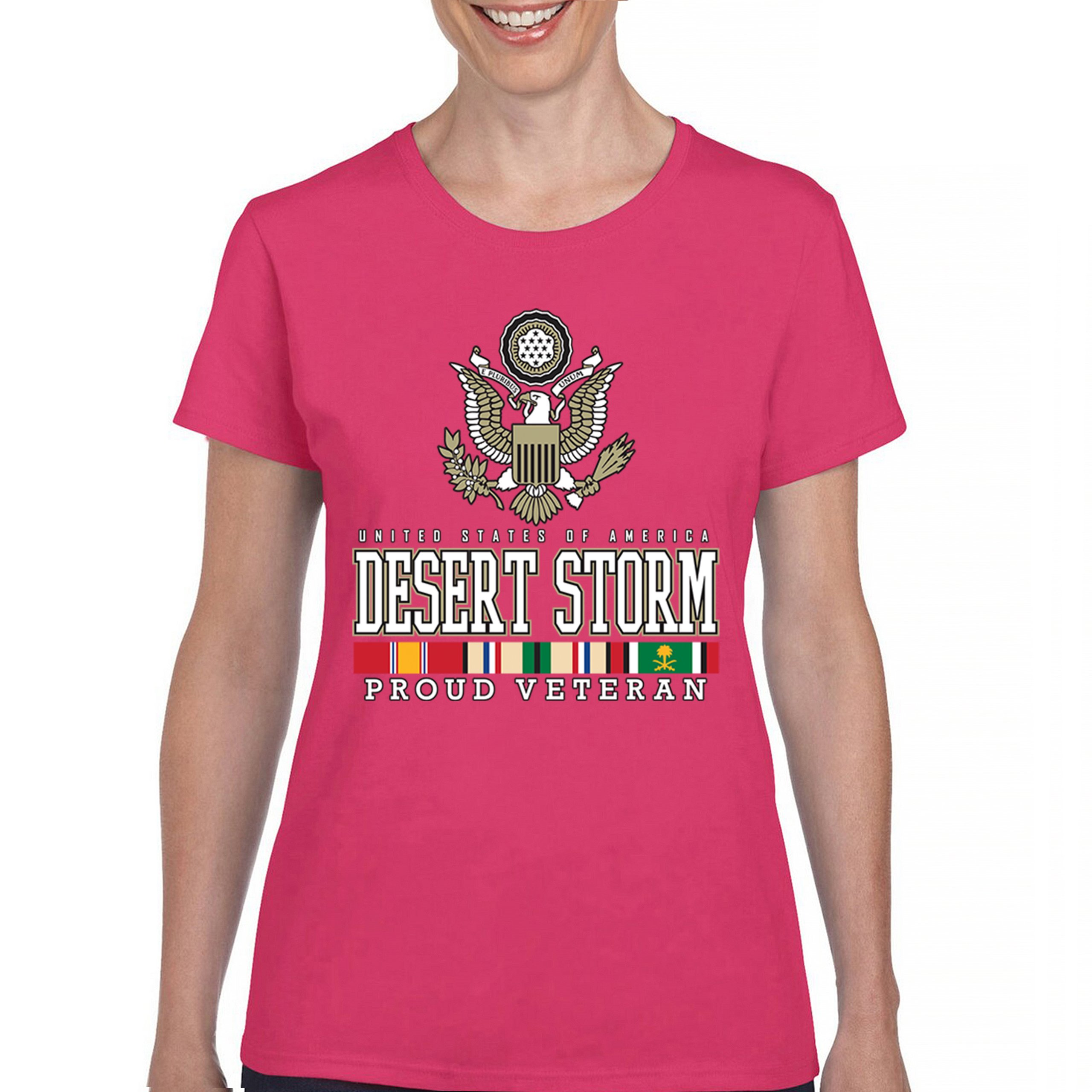 Desert Storm Proud Veteran T-Shirt American Army Gulf War DD 214 Women's Tee - Picture 44 of 50