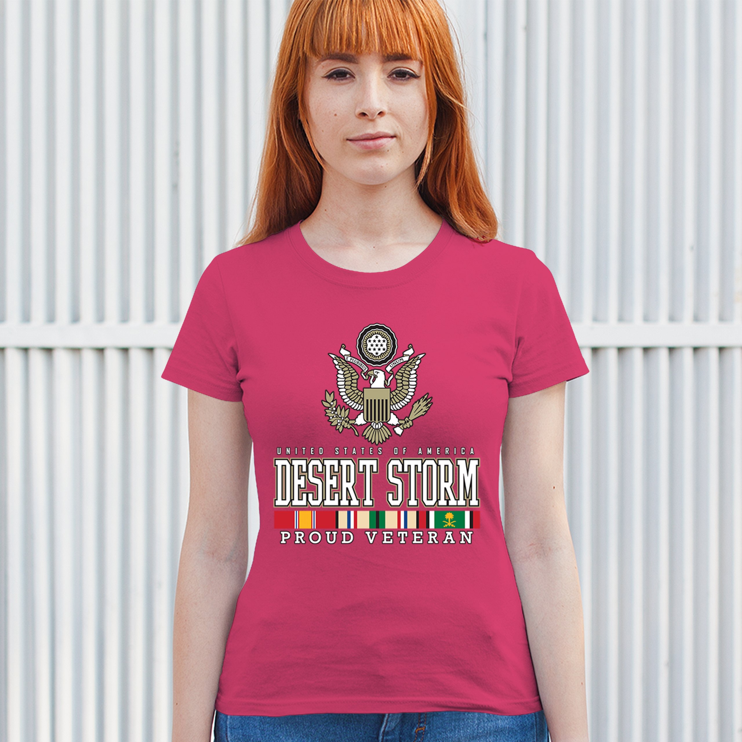 Desert Storm Proud Veteran T-Shirt American Army Gulf War DD 214 Women's Tee - Picture 47 of 50