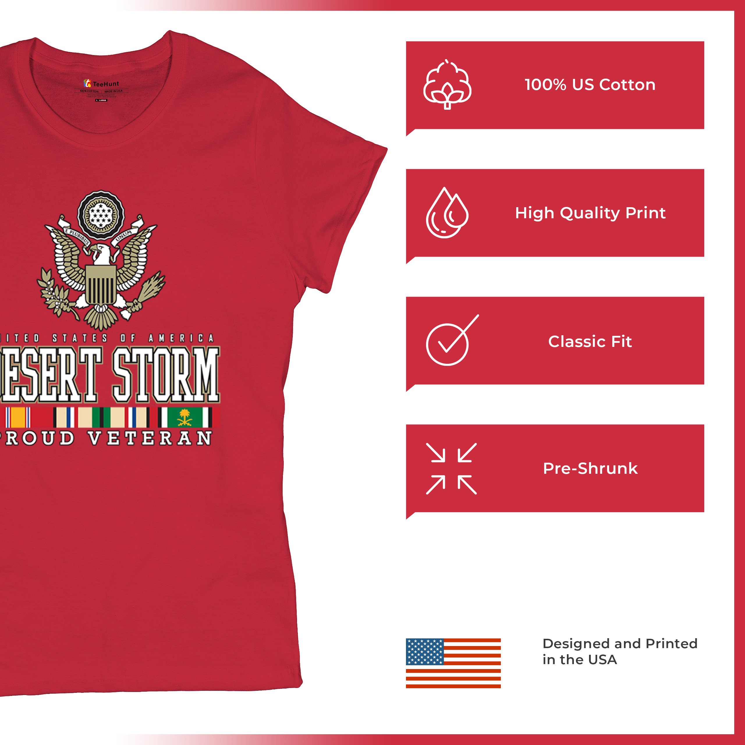 Desert Storm Proud Veteran T-Shirt American Army Gulf War DD 214 Women's Tee - Picture 21 of 50