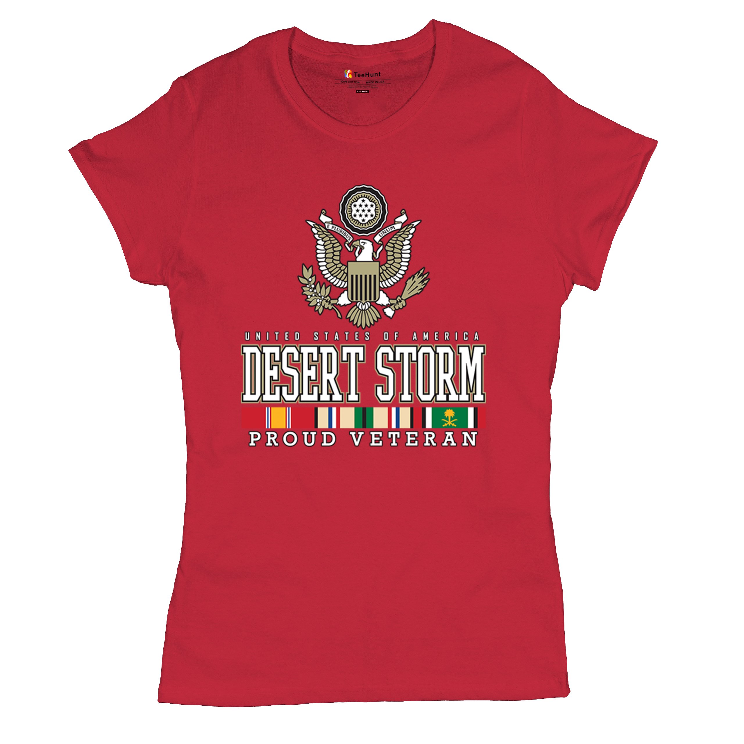 Desert Storm Proud Veteran T-Shirt American Army Gulf War DD 214 Women's Tee - Picture 20 of 50