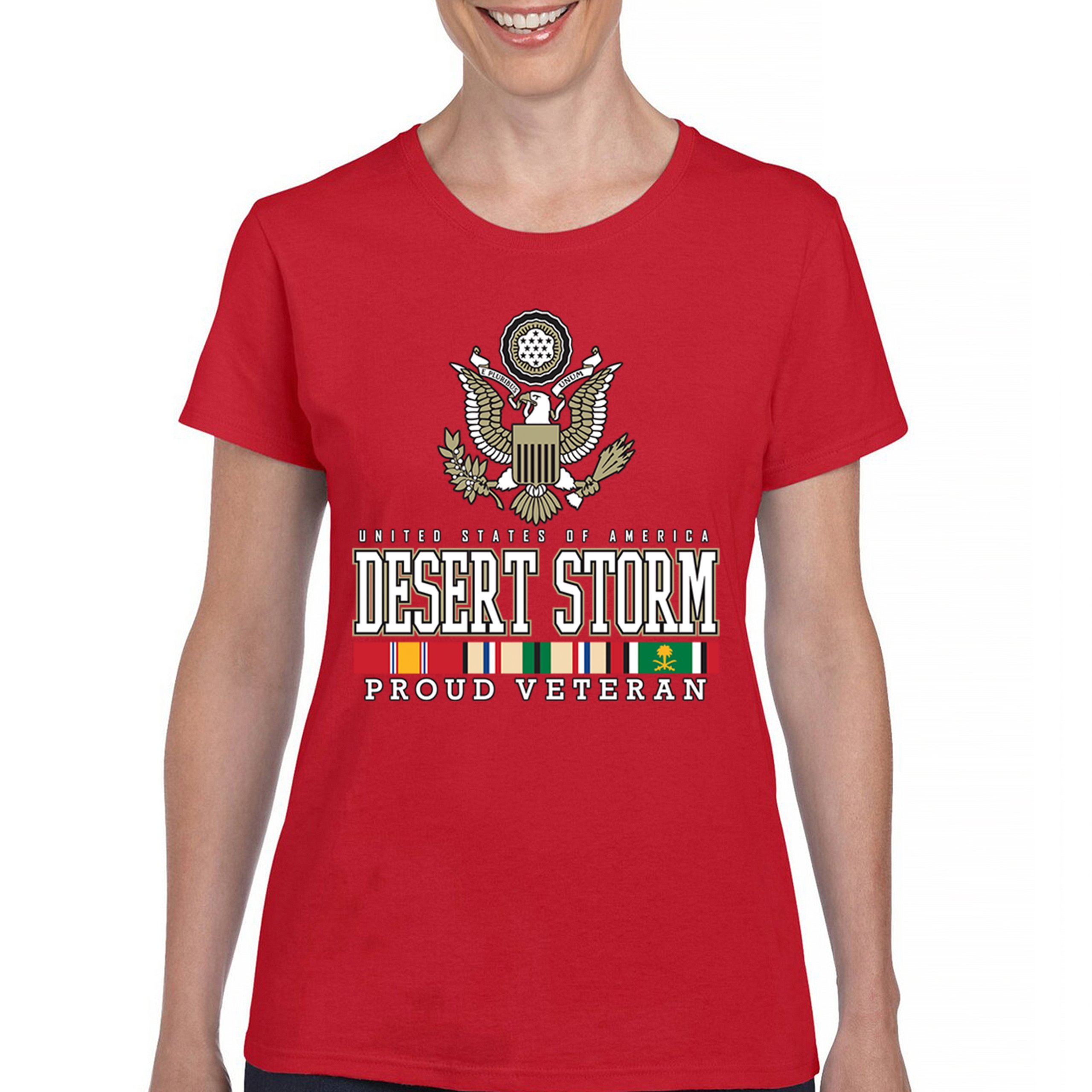 Desert Storm Proud Veteran T-Shirt American Army Gulf War DD 214 Women's Tee - Picture 16 of 50