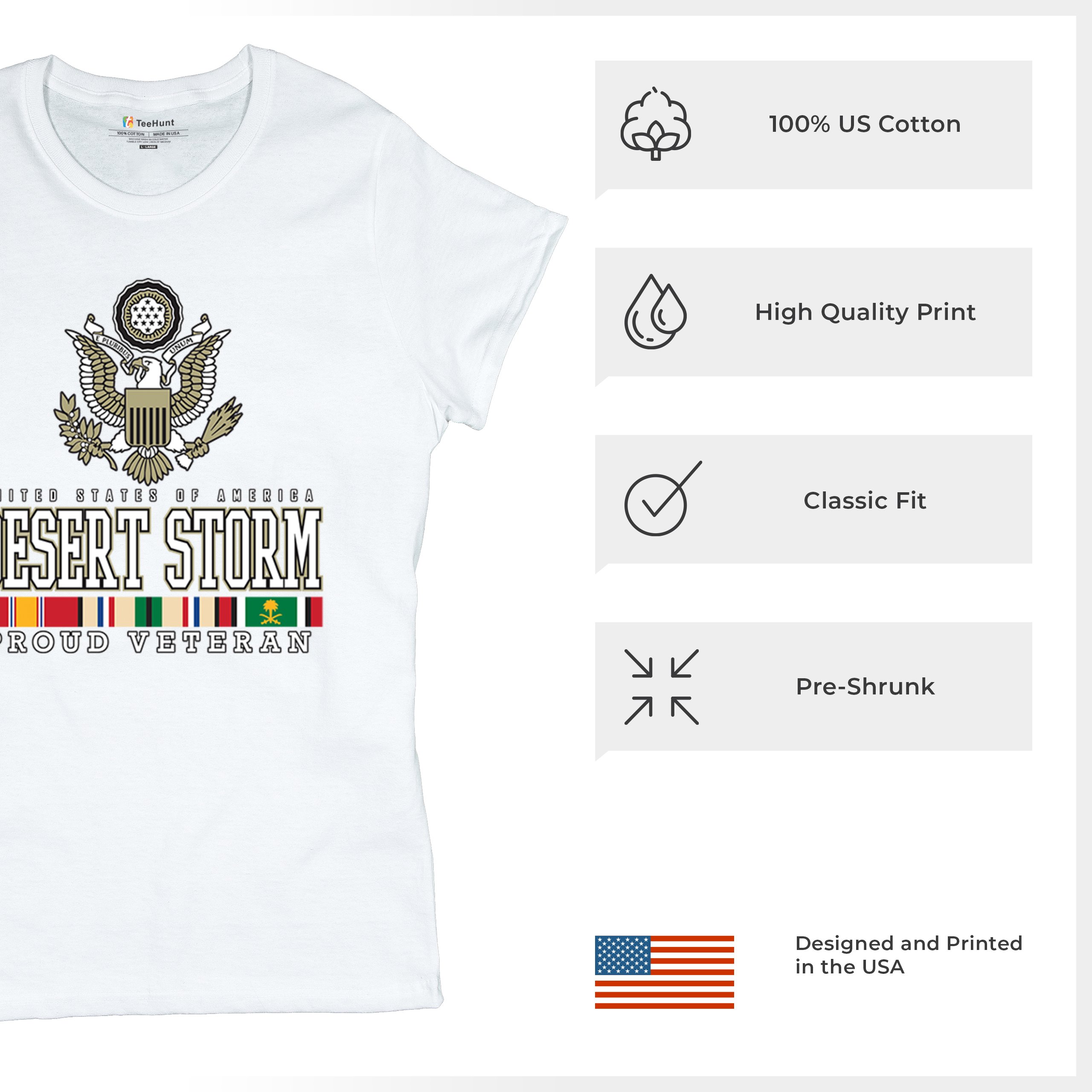 Desert Storm Proud Veteran T-Shirt American Army Gulf War DD 214 Women's Tee - Picture 28 of 50