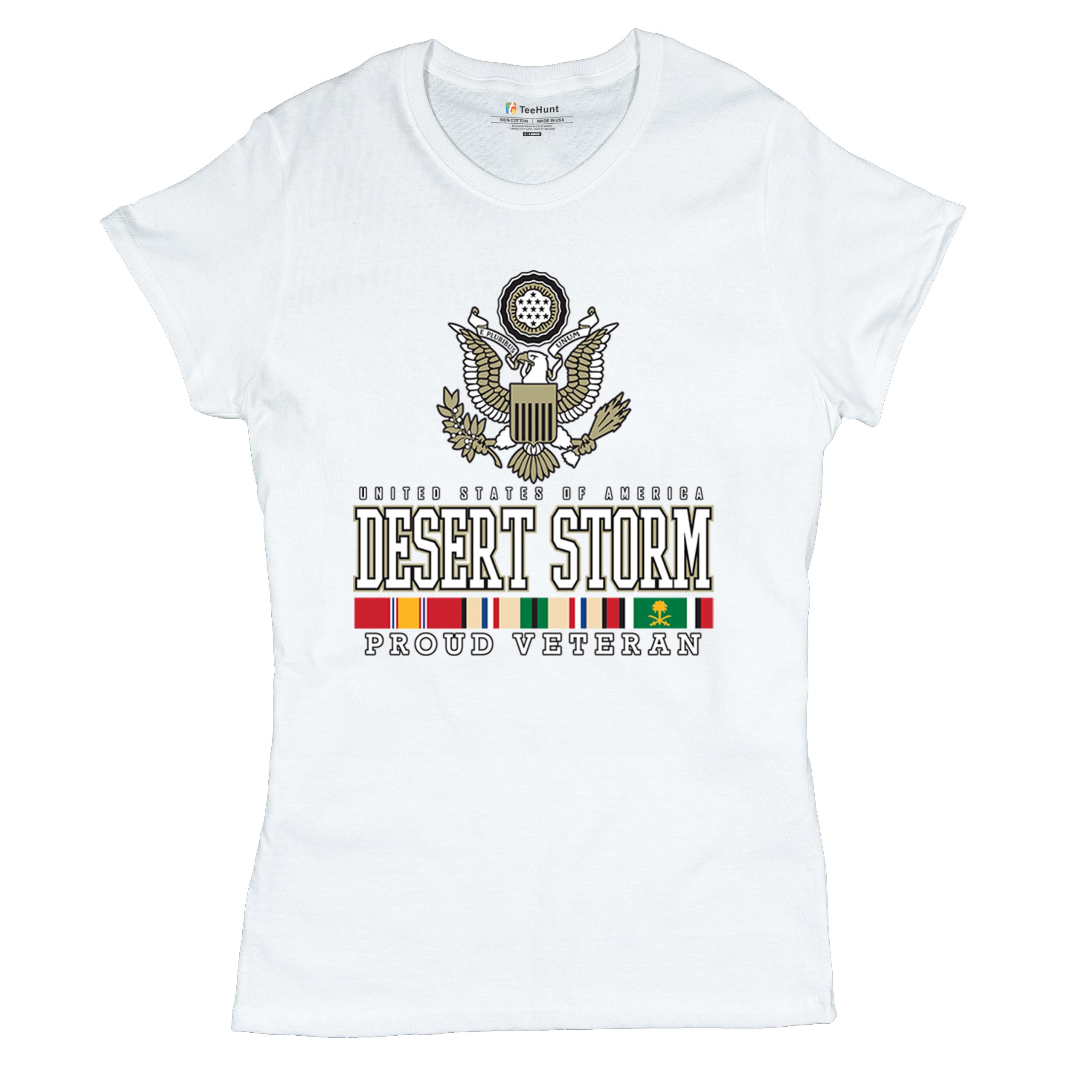 Desert Storm Proud Veteran T-Shirt American Army Gulf War DD 214 Women's Tee - Picture 27 of 50