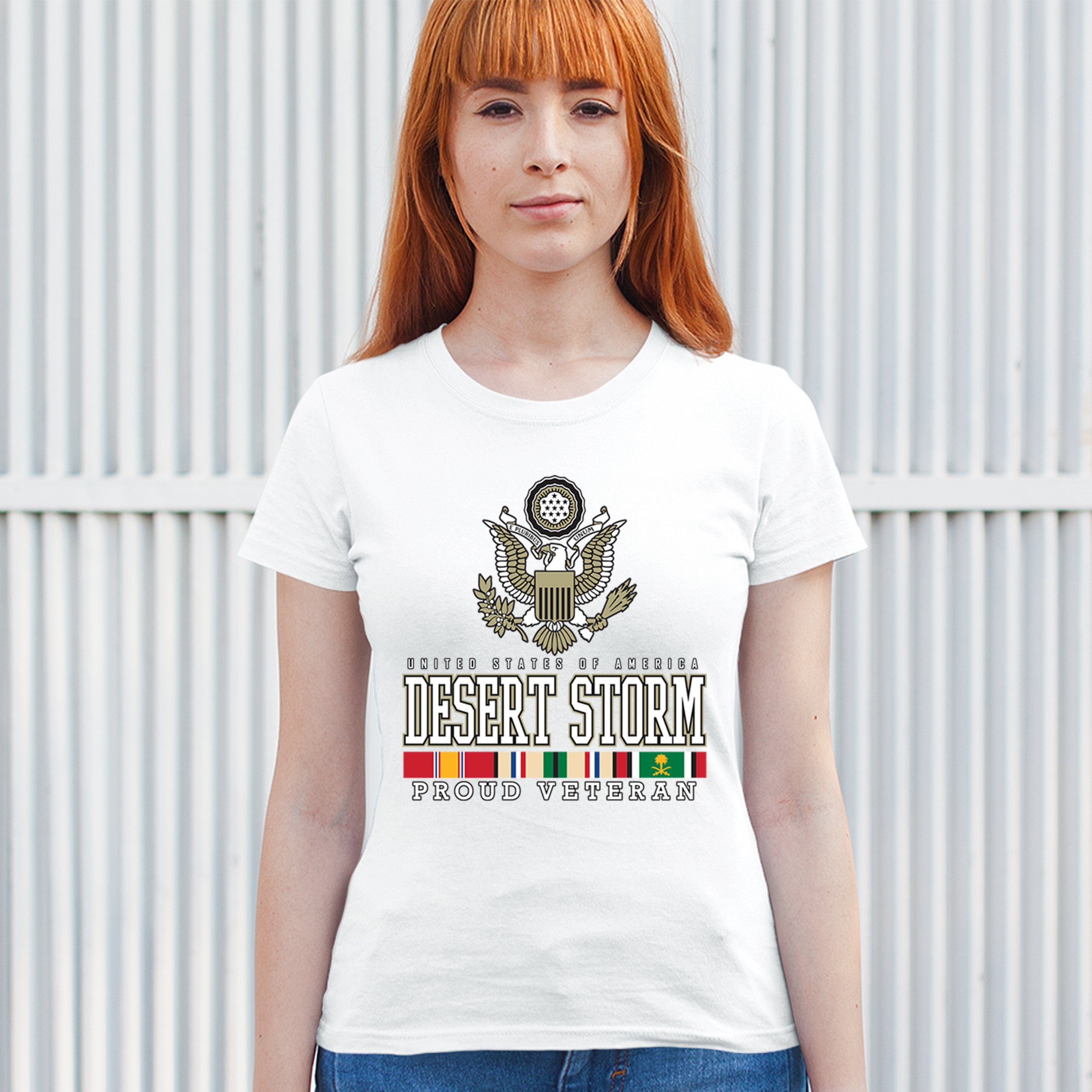 Desert Storm Proud Veteran T-Shirt American Army Gulf War DD 214 Women's Tee - Picture 26 of 50