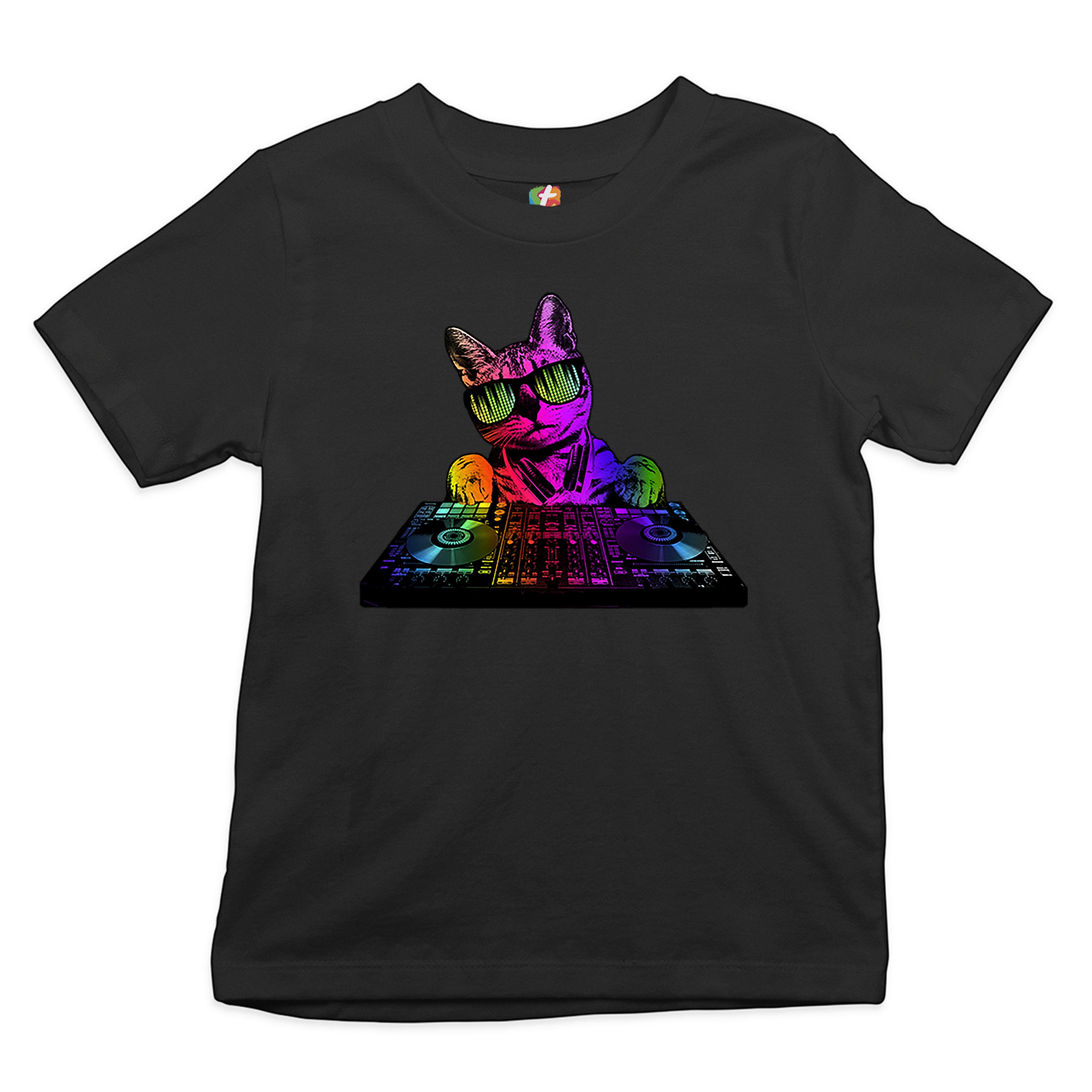Dj Kitty Youth T-shirt Rainbow Cat Funny Animal Lovers Music Kids - Picture 6 of 29