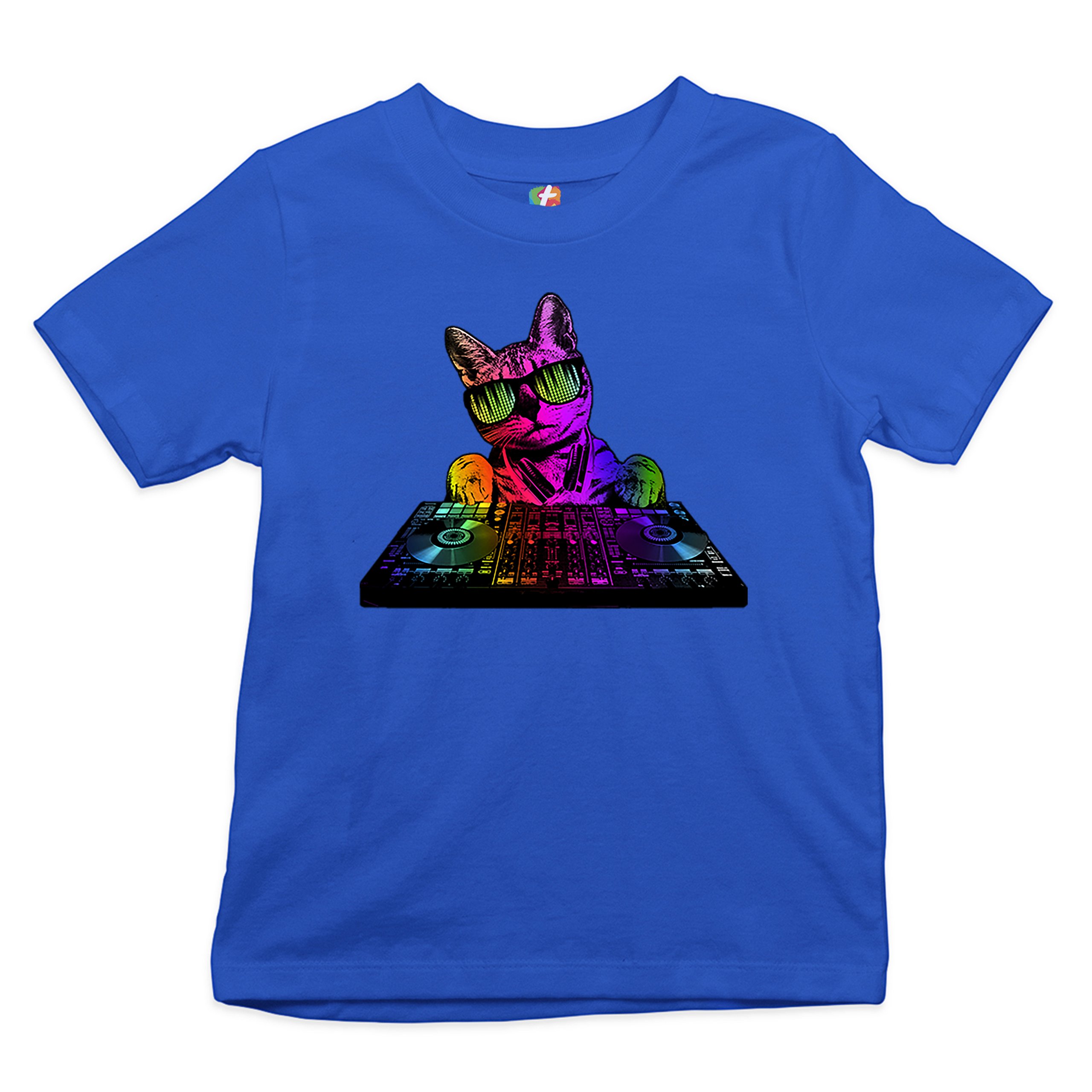Dj Kitty Youth T-shirt Rainbow Cat Funny Animal Lovers Music Kids - Picture 22 of 29