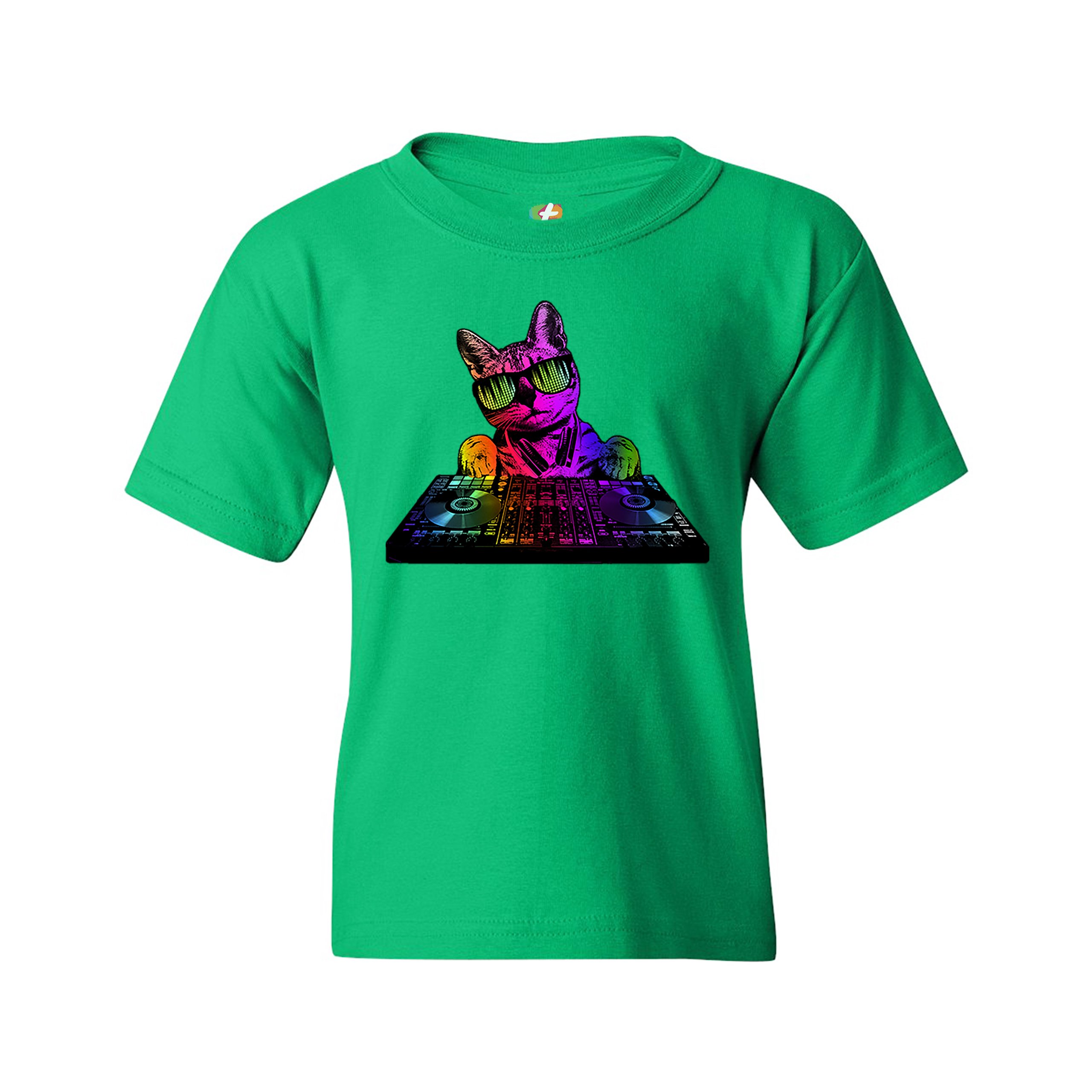 Dj Kitty Youth T-shirt Rainbow Cat Funny Animal Lovers Music Kids - Picture 19 of 29