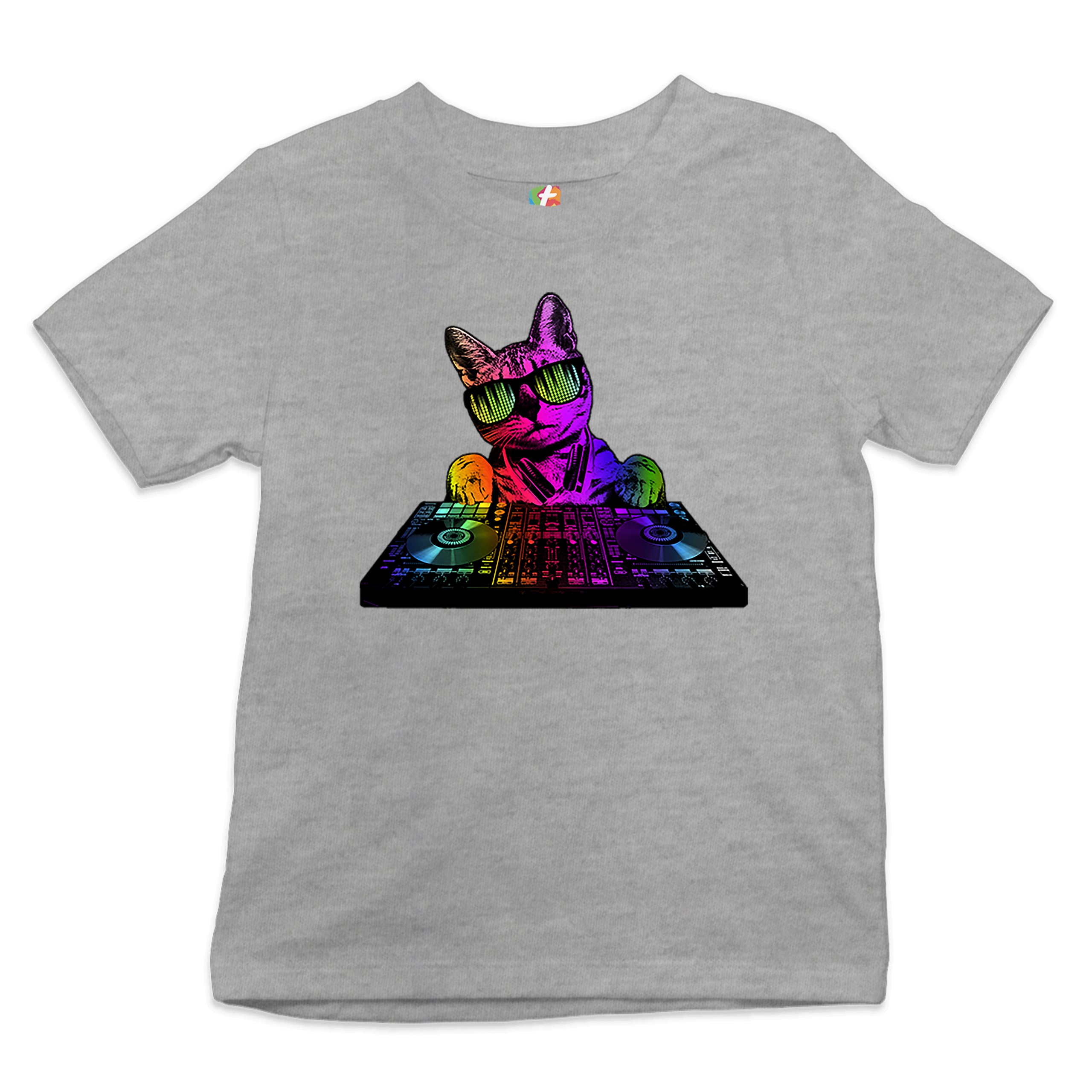 Dj Kitty Youth T-shirt Rainbow Cat Funny Animal Lovers Music Kids - Picture 10 of 29