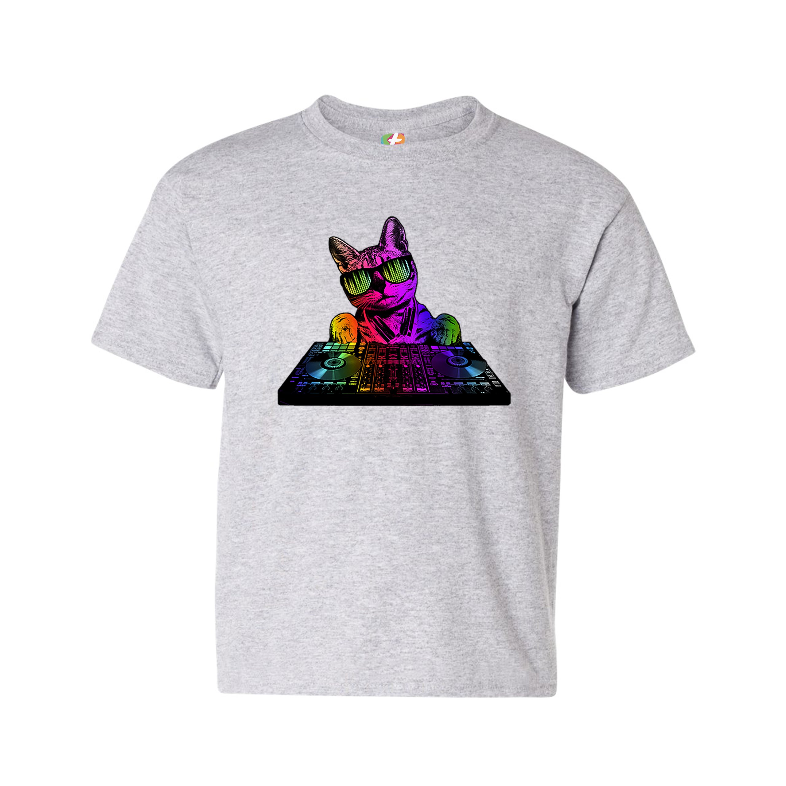 Dj Kitty Youth T-shirt Rainbow Cat Funny Animal Lovers Music Kids - Picture 11 of 29