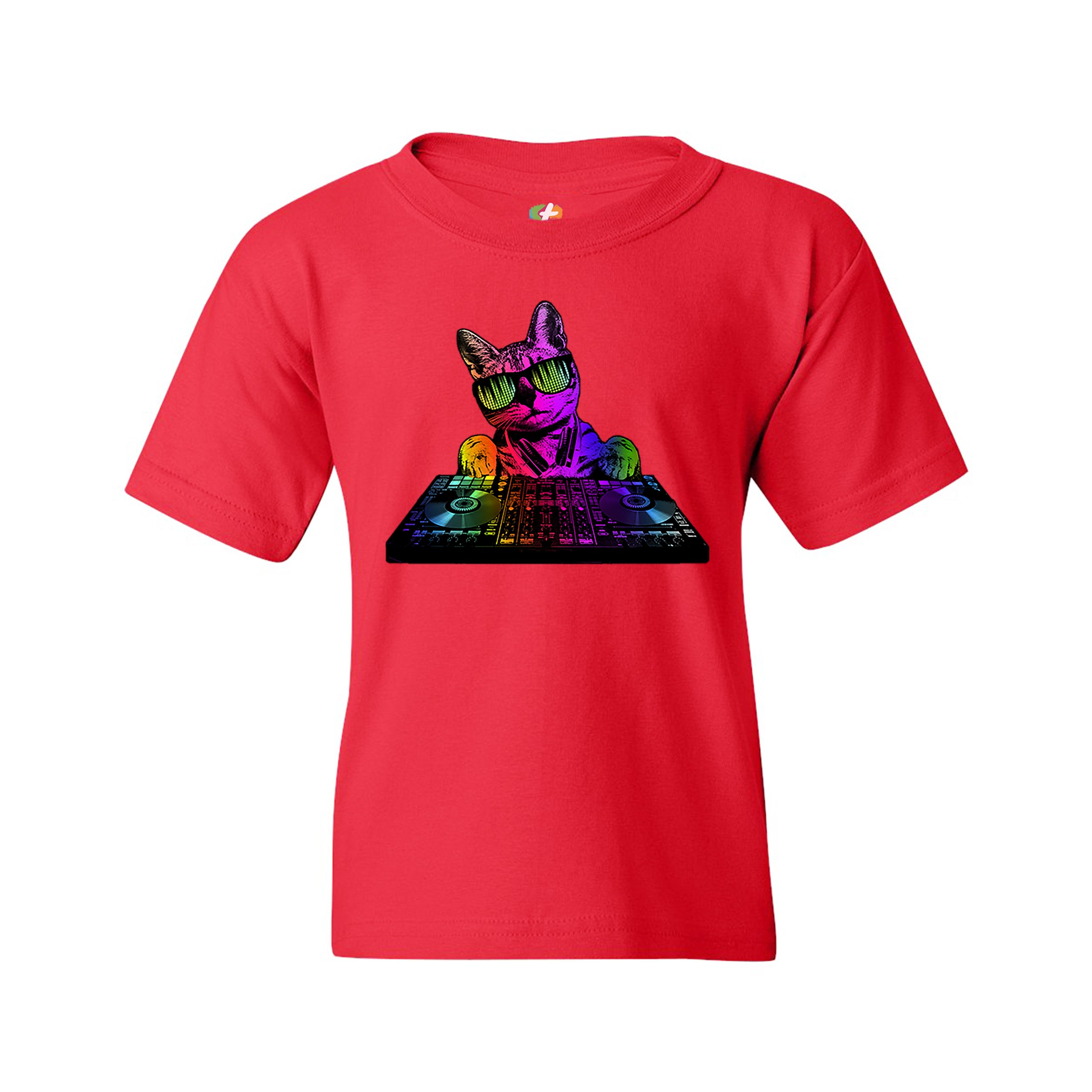 Dj Kitty Youth T-shirt Rainbow Cat Funny Animal Lovers Music Kids - Picture 15 of 29