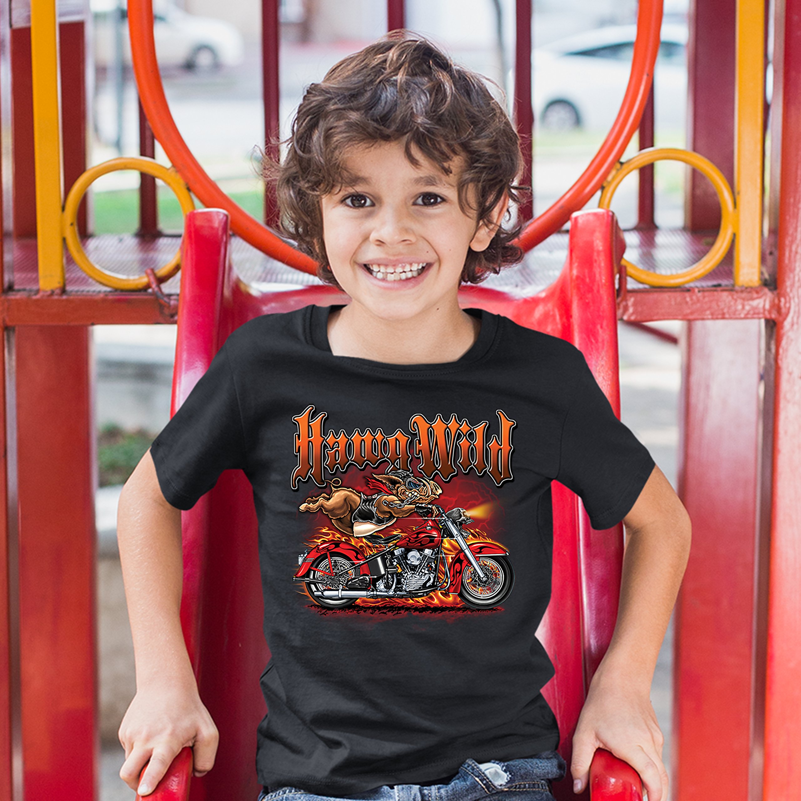 Hawg Wild Youth T-shirt Born to Be Wild Biker Rider Motorcycle Enthusiast Kids - Picture 5 of 29