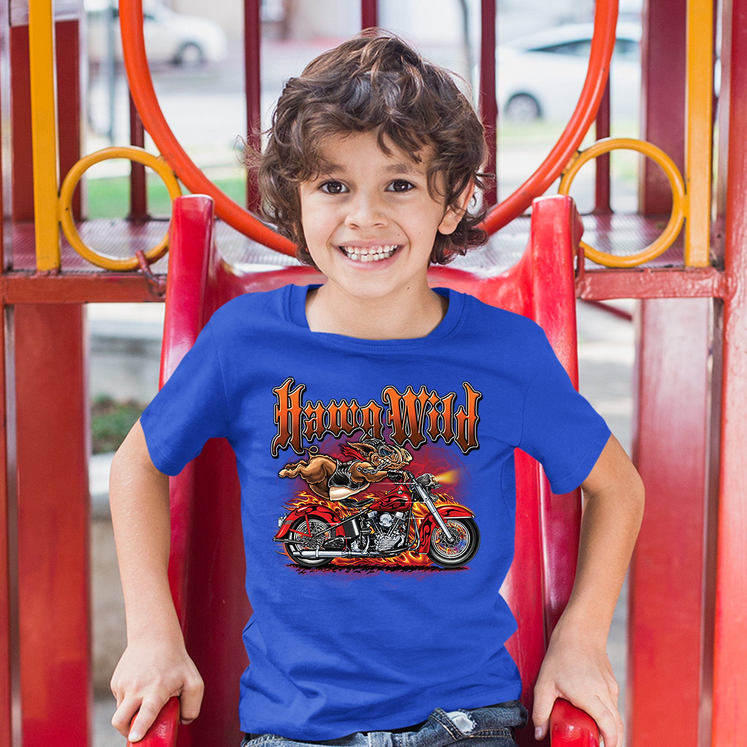Hawg Wild Youth T-shirt Born to Be Wild Biker Rider Motorcycle Enthusiast Kids - Picture 25 of 29