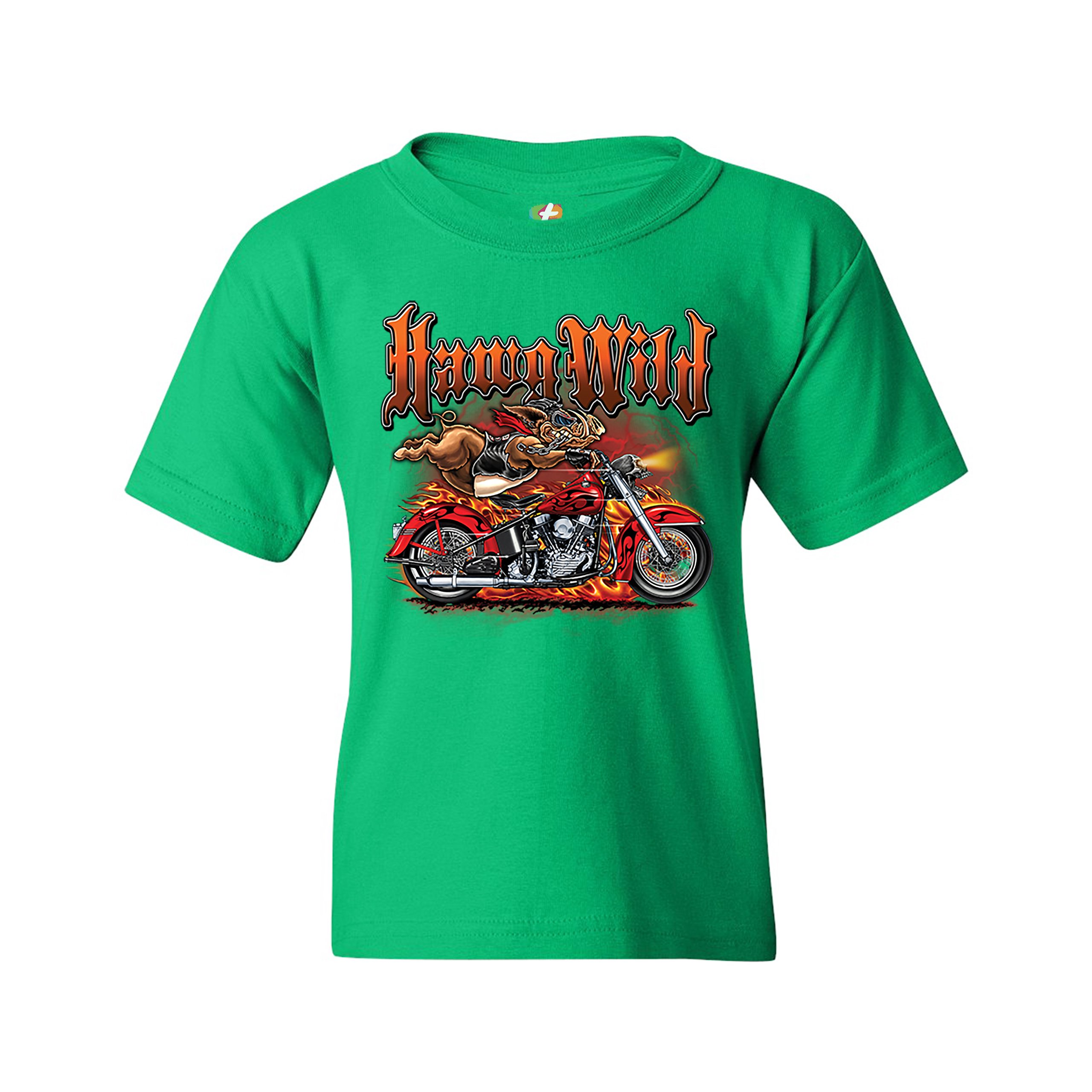 Hawg Wild Youth T-shirt Born to Be Wild Biker Rider Motorcycle Enthusiast Kids - Picture 19 of 29