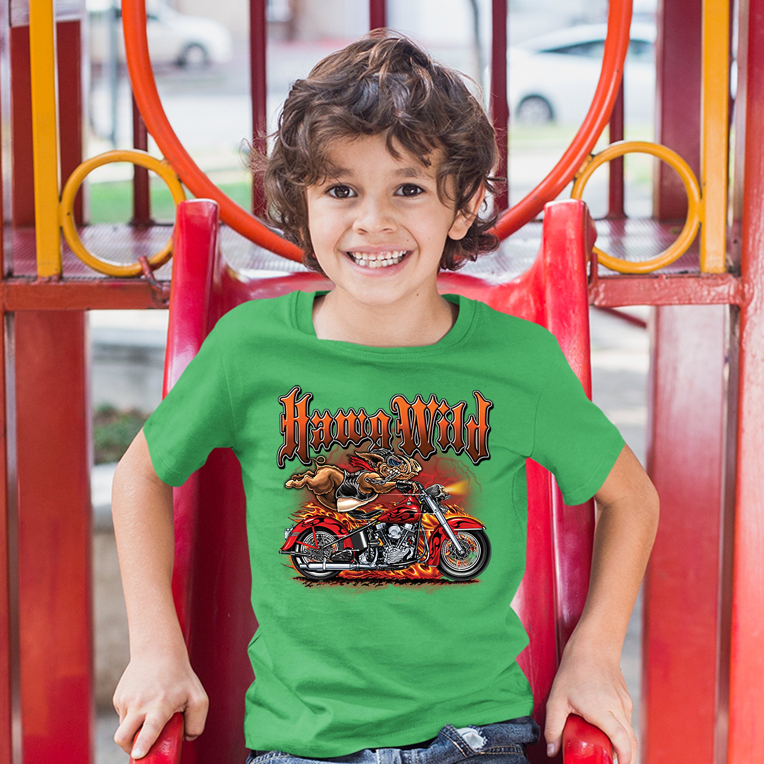 Hawg Wild Youth T-shirt Born to Be Wild Biker Rider Motorcycle Enthusiast Kids - Picture 21 of 29