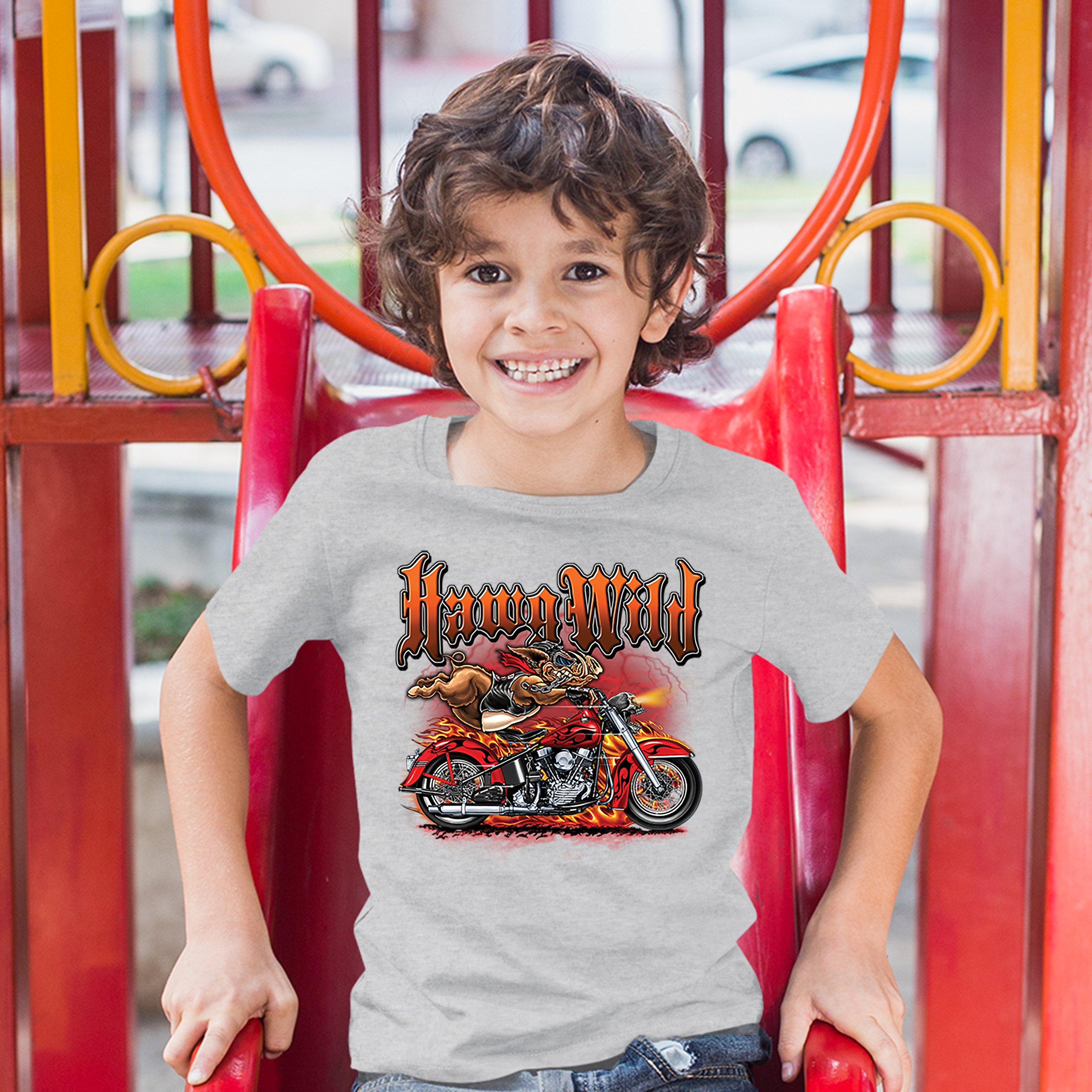 Hawg Wild Youth T-shirt Born to Be Wild Biker Rider Motorcycle Enthusiast Kids - Picture 9 of 29