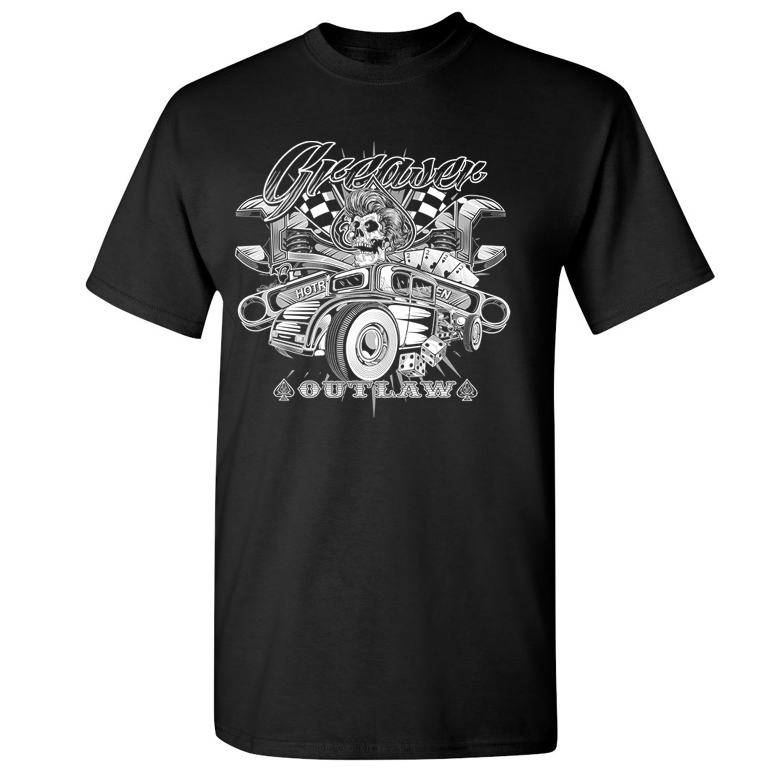 Greaser Outlaw T-shirt Kustom Kulture Old School Vintage Hot Rod Men's Tee