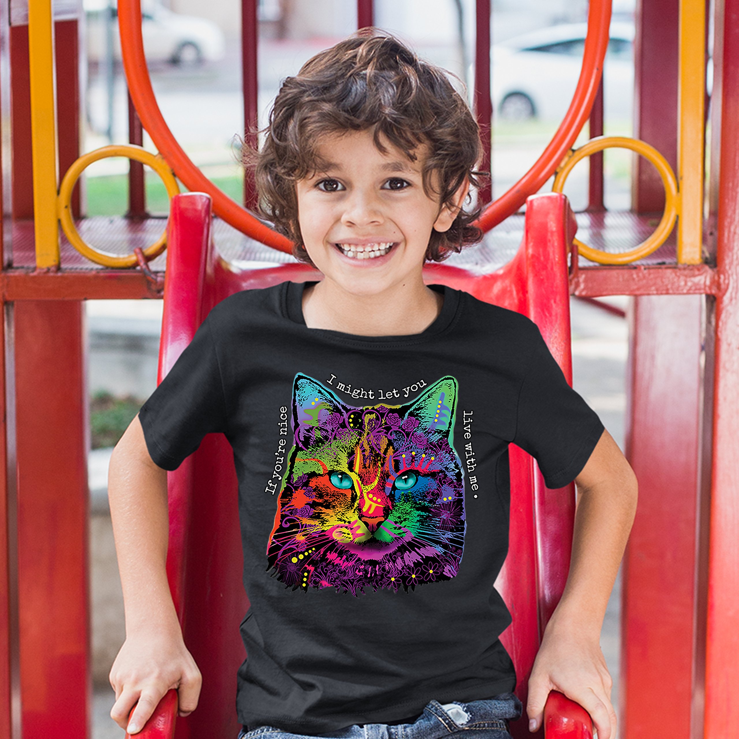 If You're Nice I Might Let You Live With Me Youth T-shirt Andy Maxx Cat Kids - Picture 9 of 29