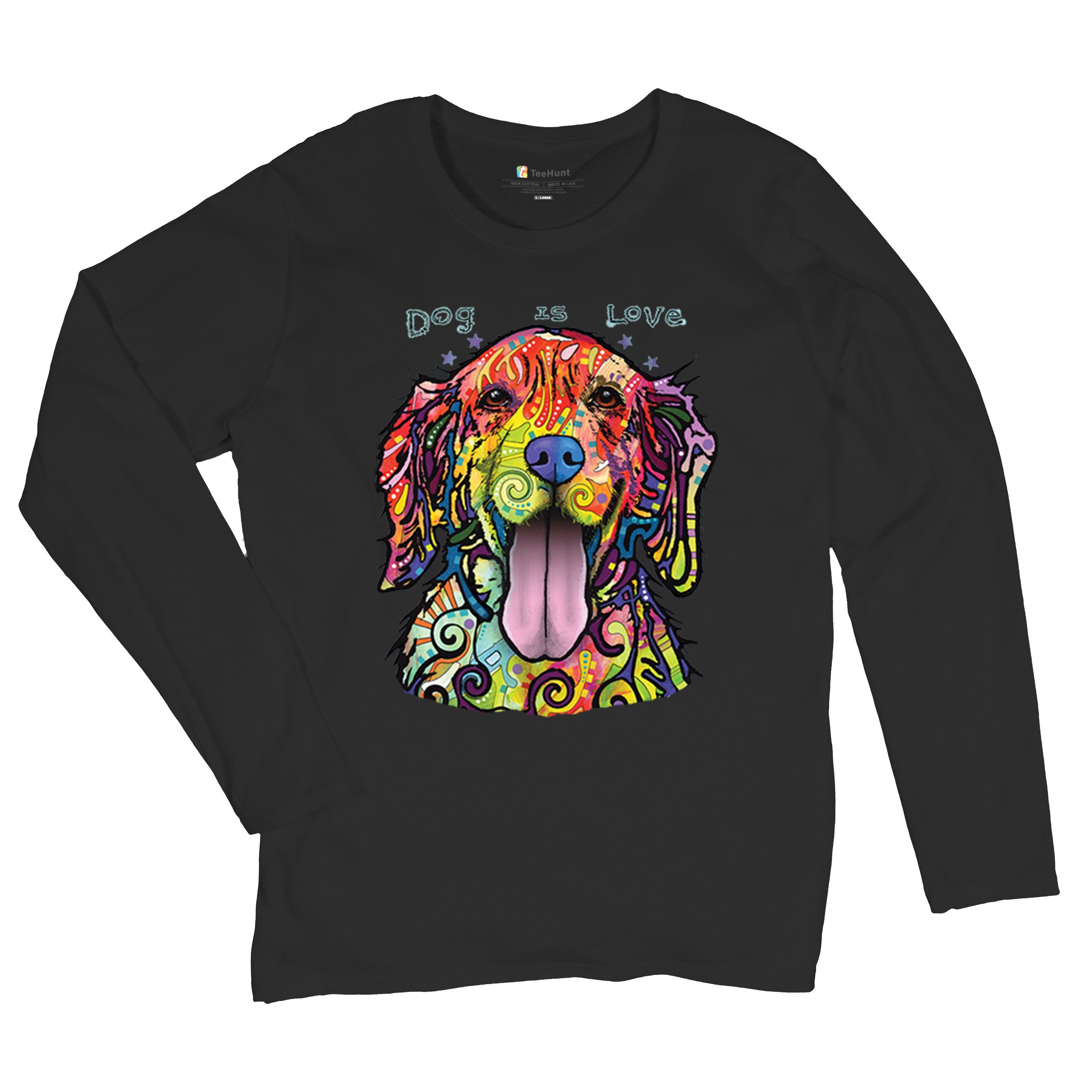 Dean Russo Dog is Love Labrador Retriever Women's Long Sleeve T-shirt Happy Pet