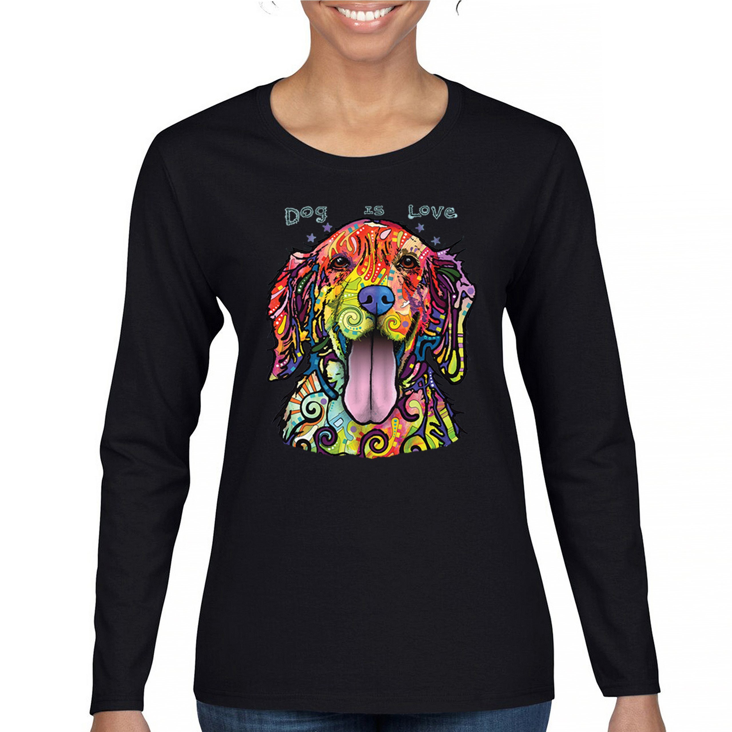 Dean Russo Dog is Love Labrador Retriever Women's Long Sleeve T-shirt Happy Pet