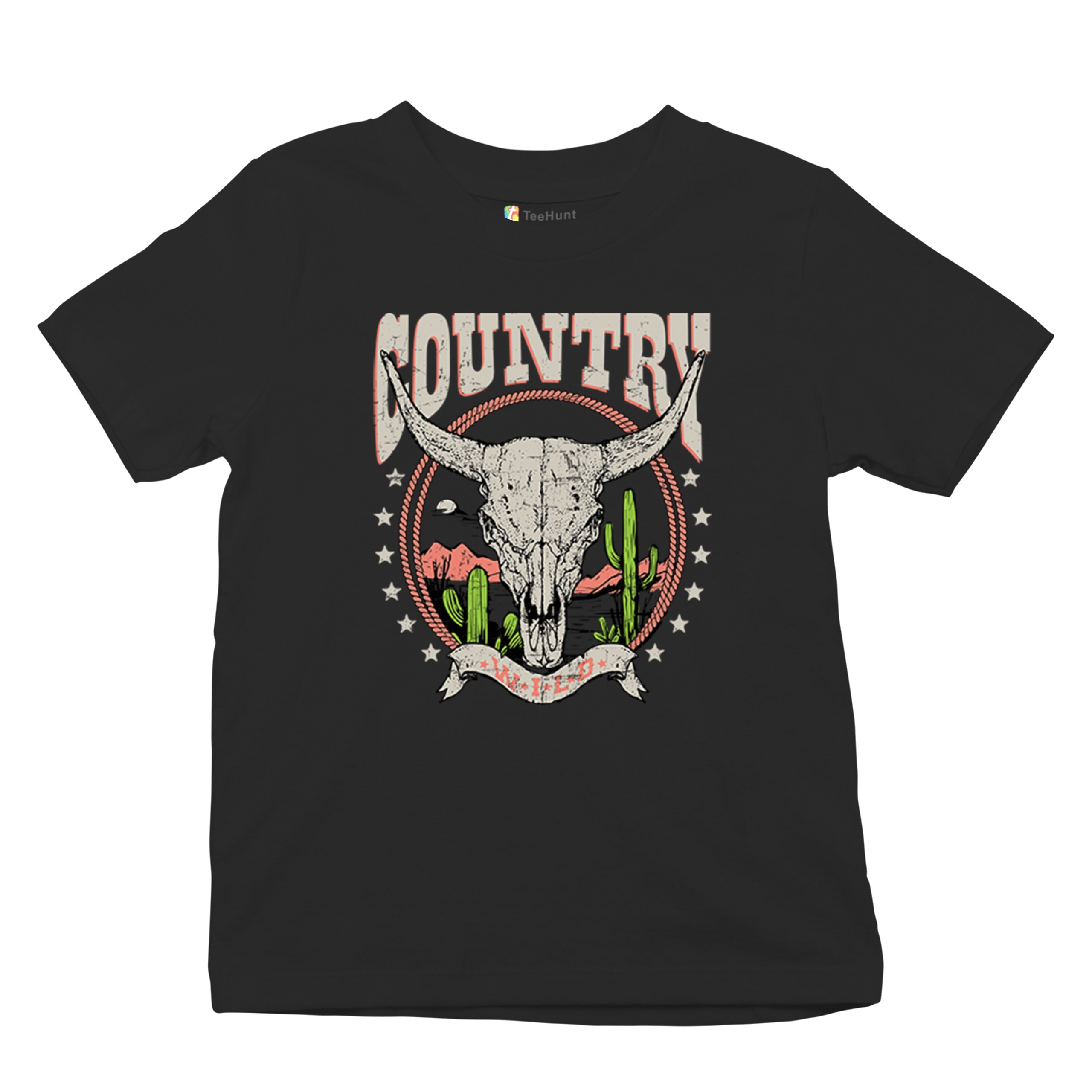 Country Wild Youth T-shirt Vintage Steer Skull Desert Cowgirl Rodeo Kids - Picture 6 of 29