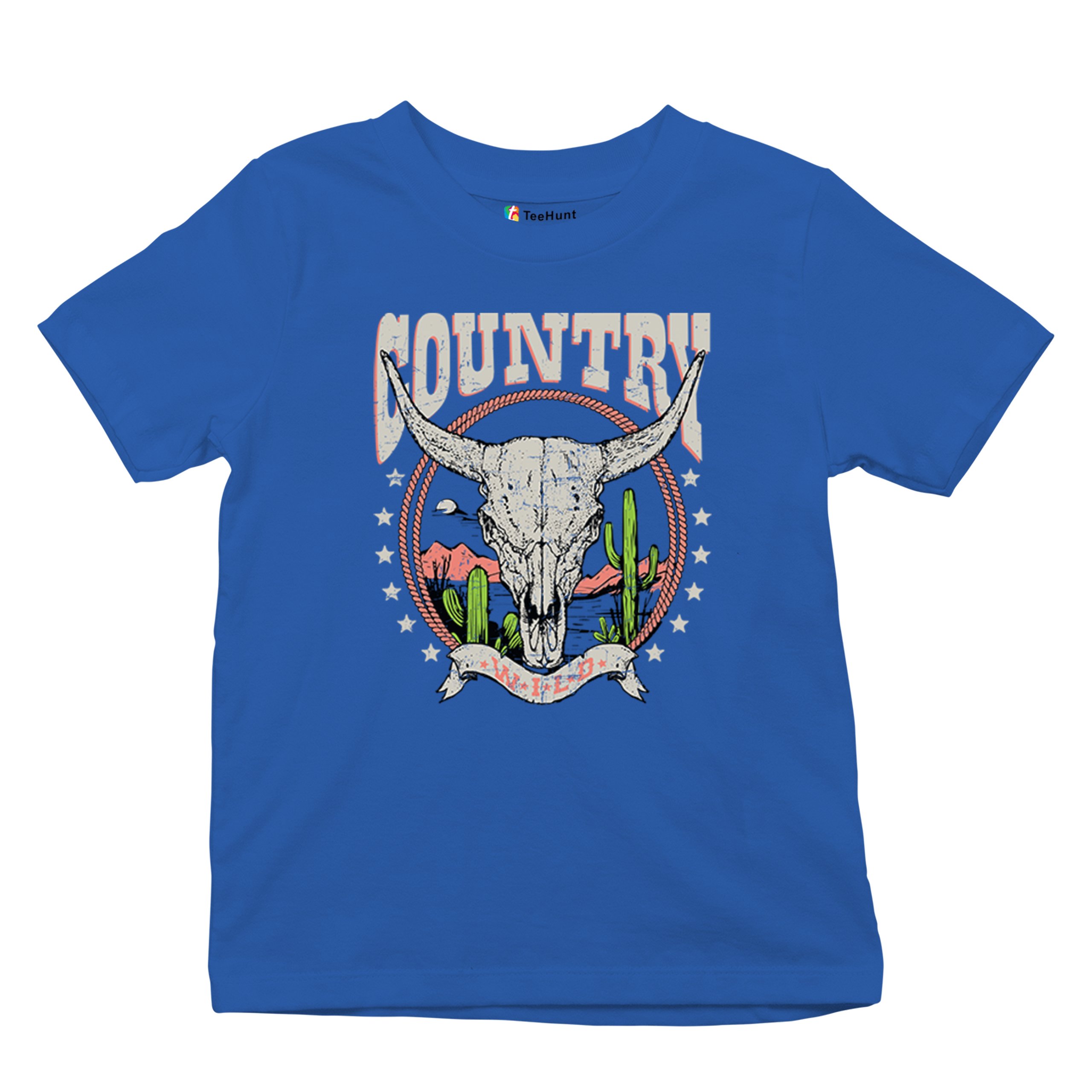 Country Wild Youth T-shirt Vintage Steer Skull Desert Cowgirl Rodeo Kids - Picture 20 of 29