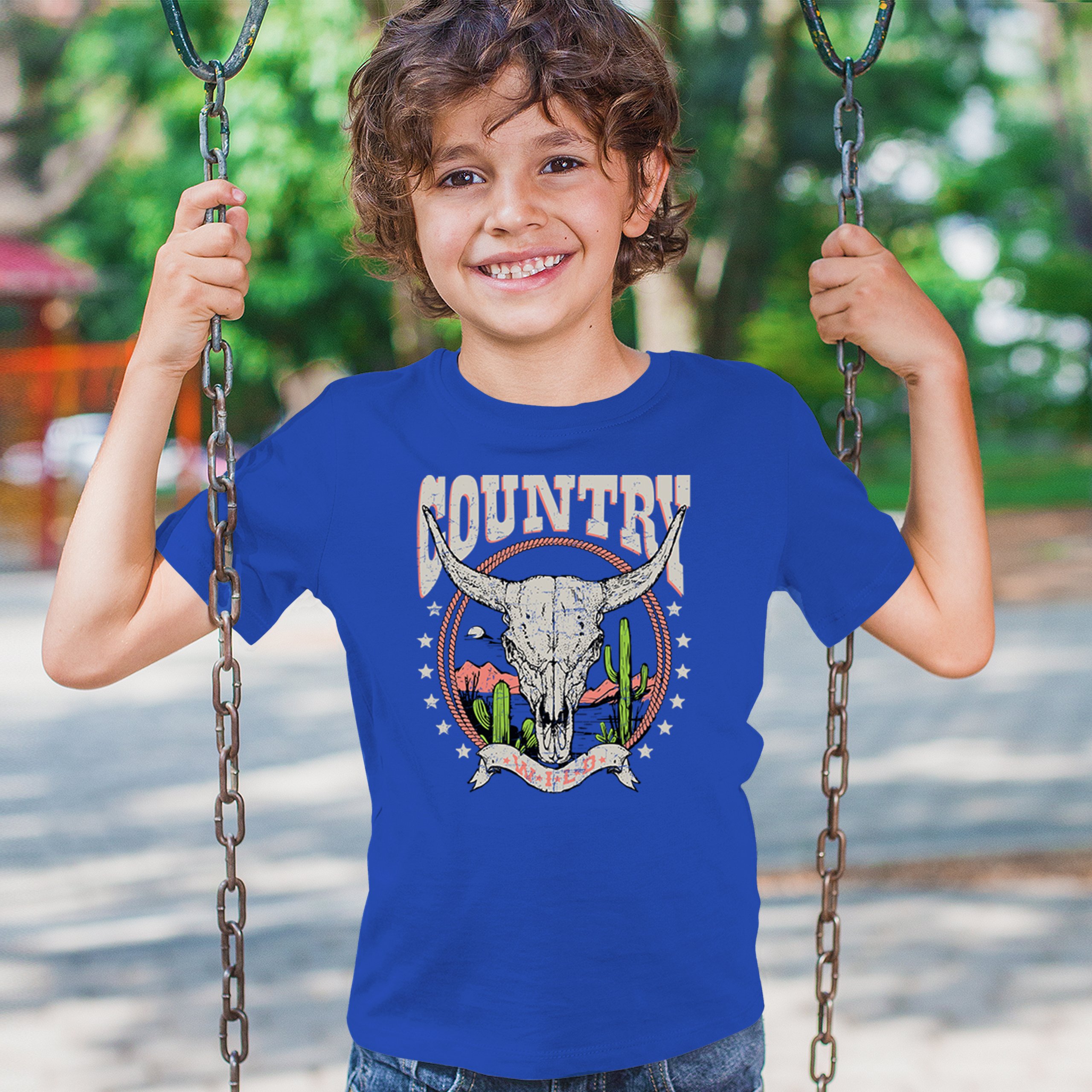 Country Wild Youth T-shirt Vintage Steer Skull Desert Cowgirl Rodeo Kids - Picture 19 of 29
