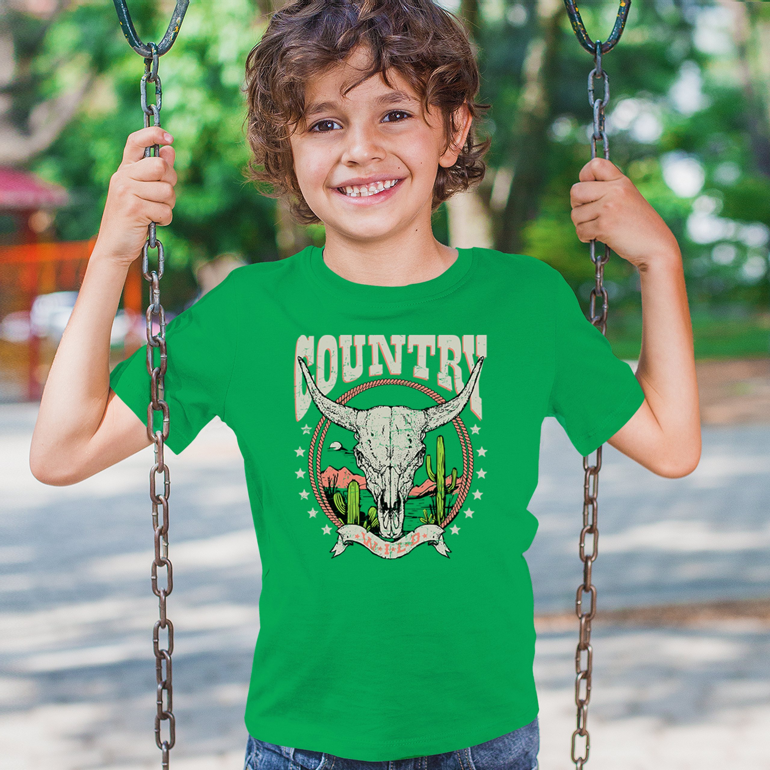 Country Wild Youth T-shirt Vintage Steer Skull Desert Cowgirl Rodeo Kids - Picture 12 of 29