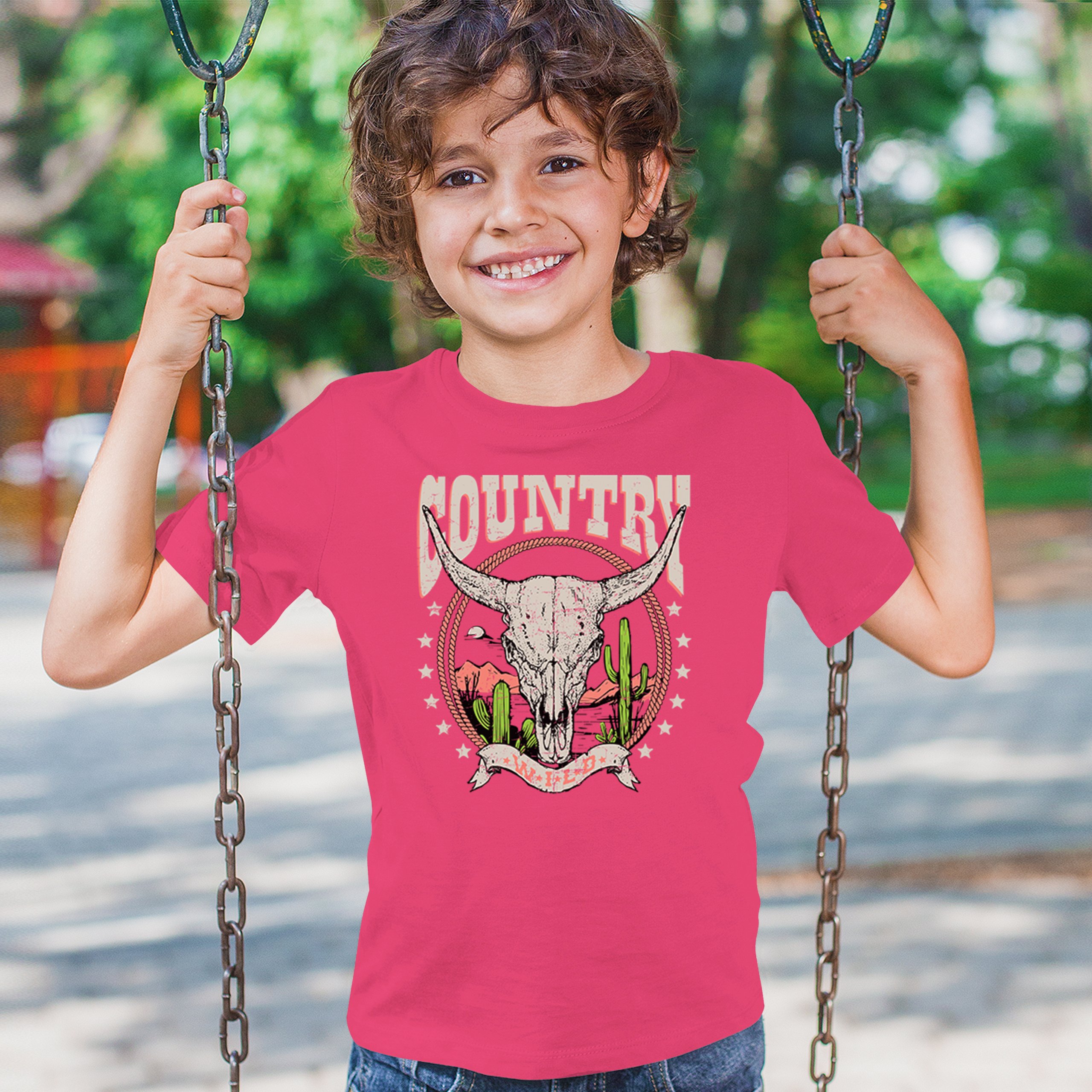 Country Wild Youth T-shirt Vintage Steer Skull Desert Cowgirl Rodeo Kids - Picture 26 of 29