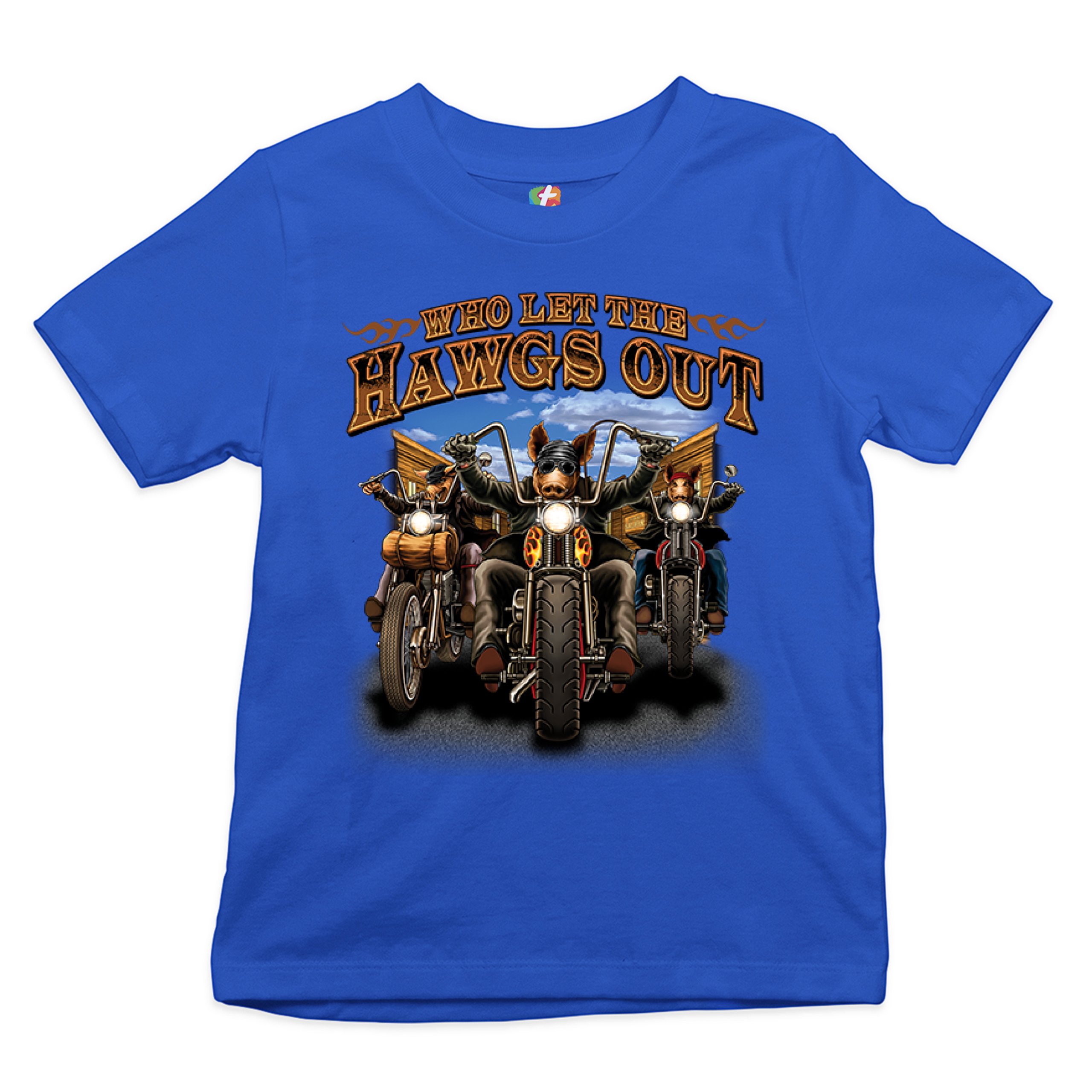 Who Let the Hawgs Out Youth T-shirt Biker Motorcycle Gang Live to Ride Kids - Picture 22 of 29