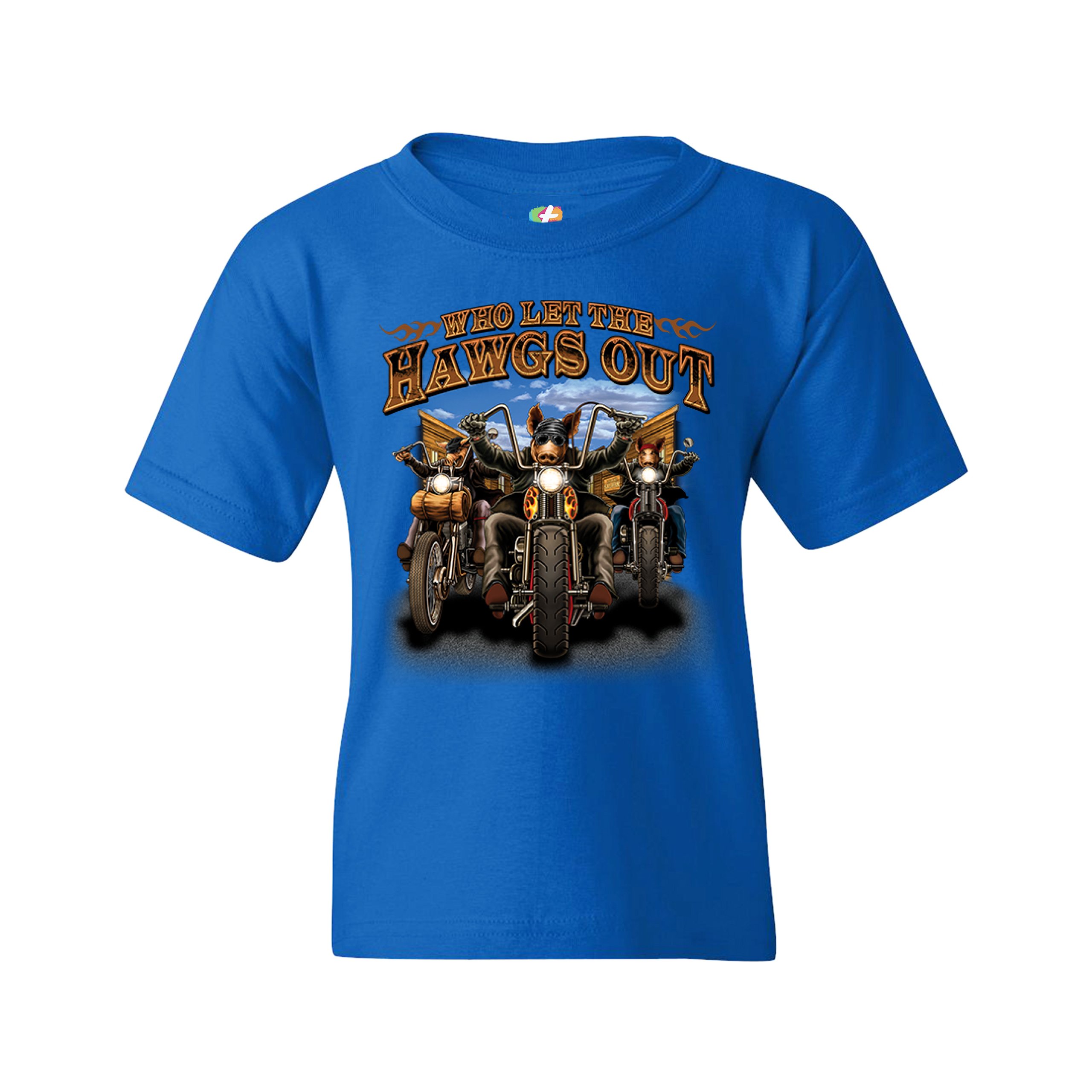 Who Let the Hawgs Out Youth T-shirt Biker Motorcycle Gang Live to Ride Kids - Picture 23 of 29