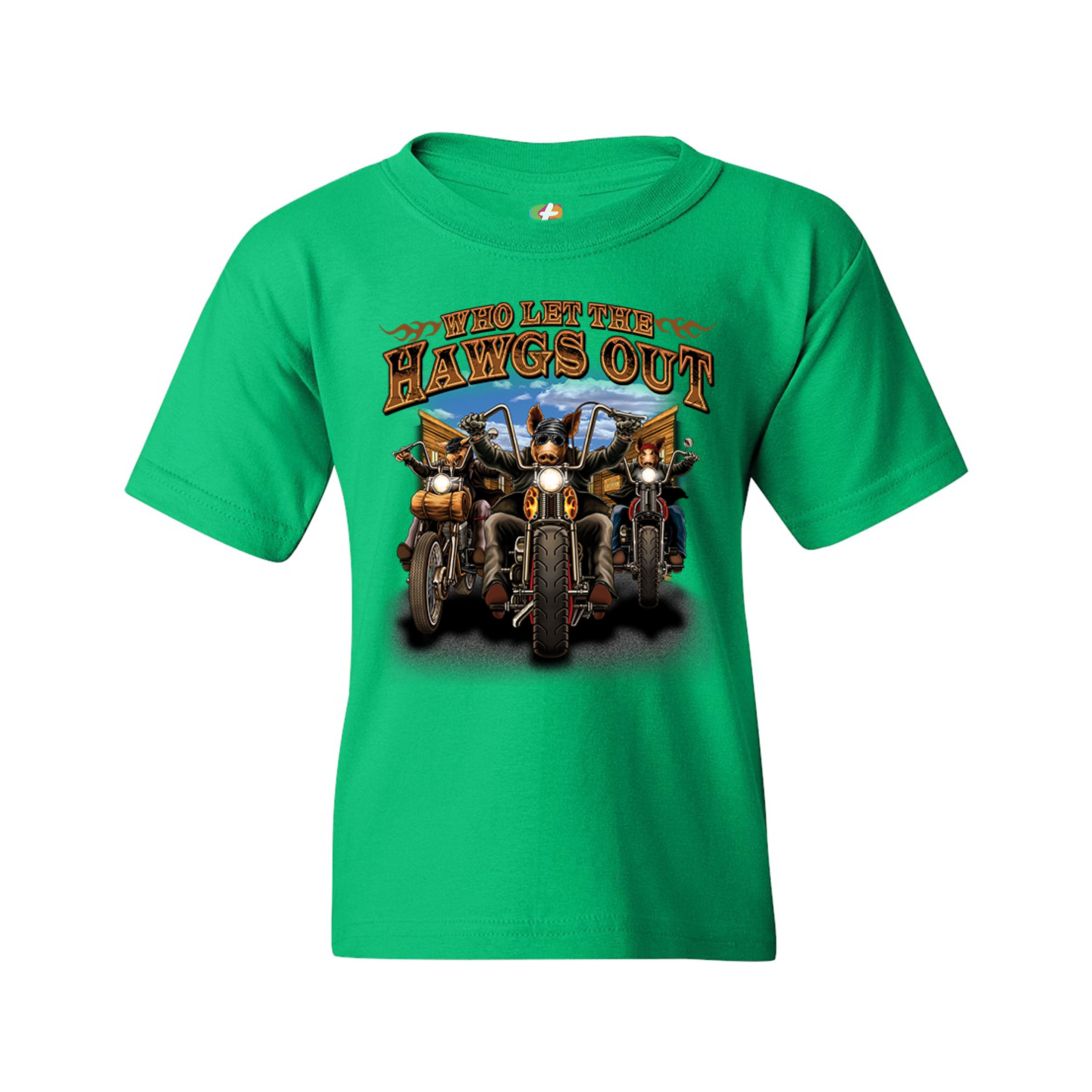 Who Let the Hawgs Out Youth T-shirt Biker Motorcycle Gang Live to Ride Kids - Picture 19 of 29