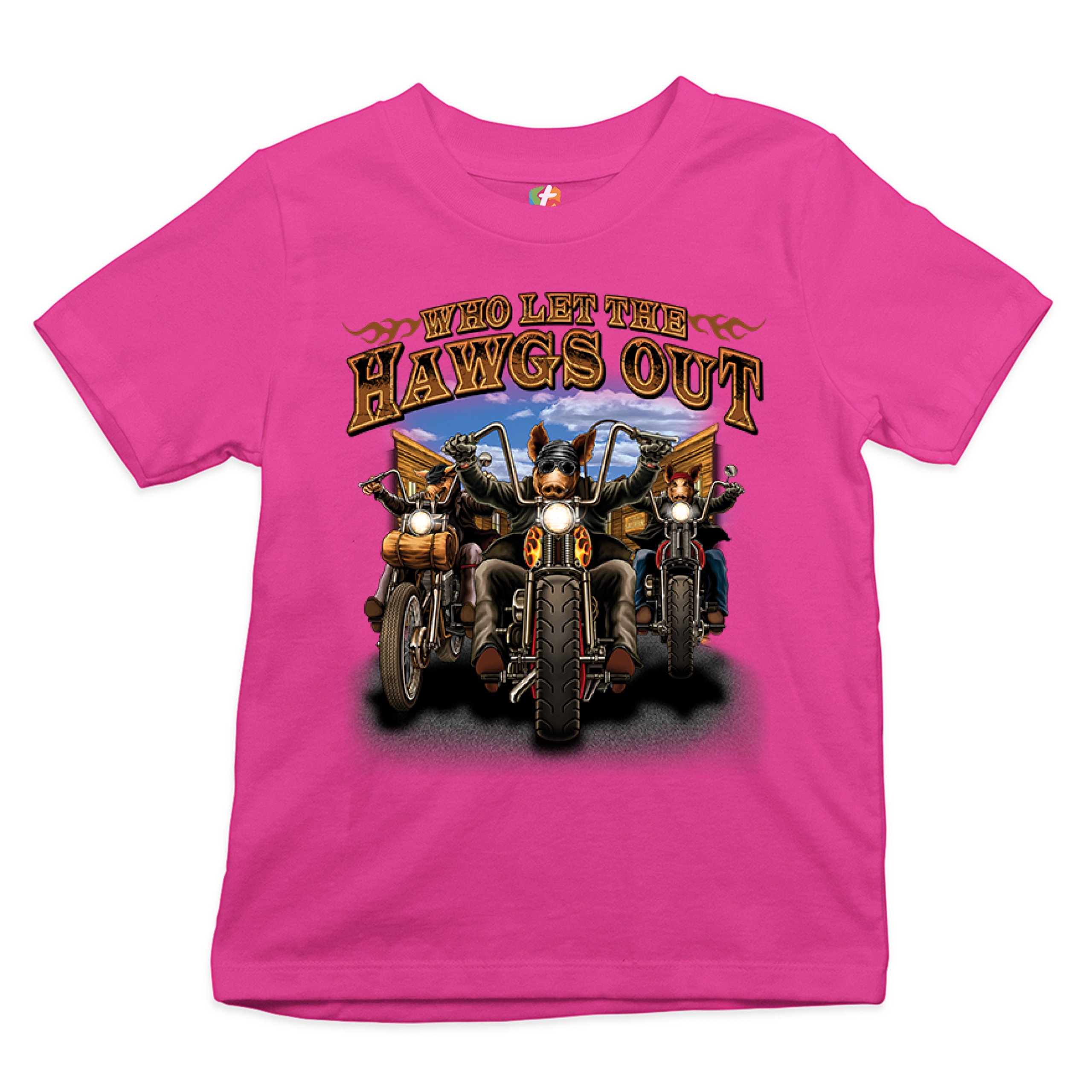 Who Let the Hawgs Out Youth T-shirt Biker Motorcycle Gang Live to Ride Kids - Picture 26 of 29