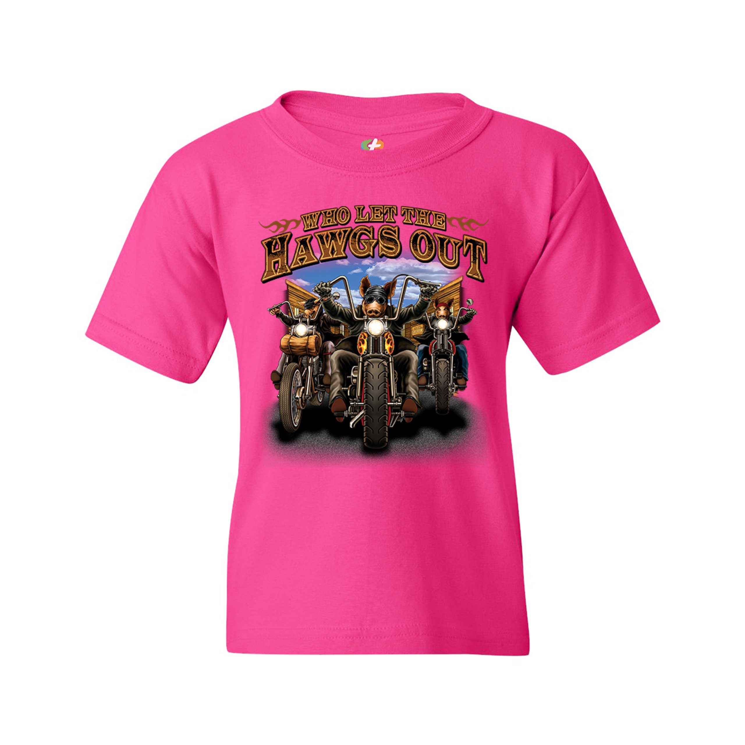 Who Let the Hawgs Out Youth T-shirt Biker Motorcycle Gang Live to Ride Kids - Picture 27 of 29
