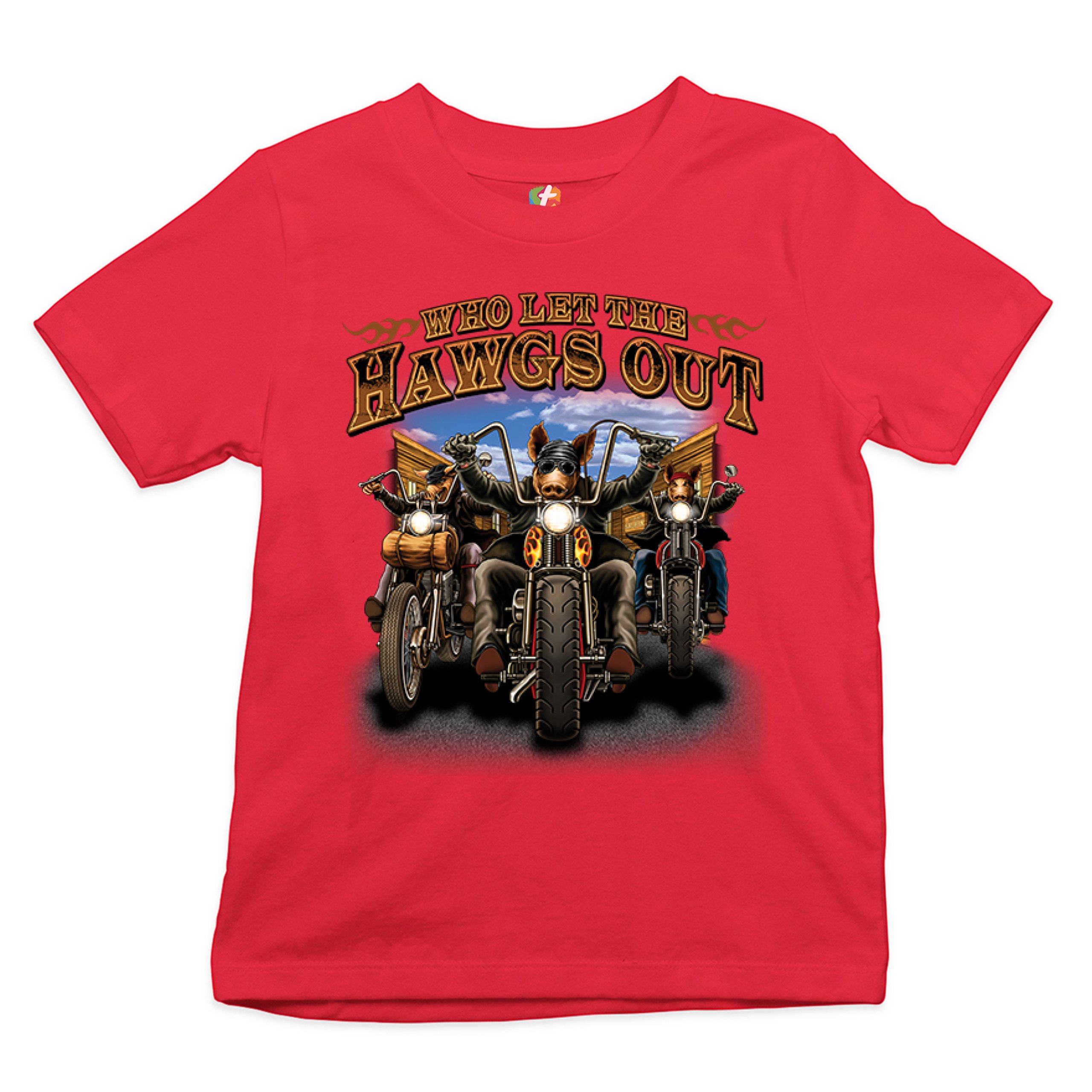 Who Let the Hawgs Out Youth T-shirt Biker Motorcycle Gang Live to Ride Kids - Picture 10 of 29