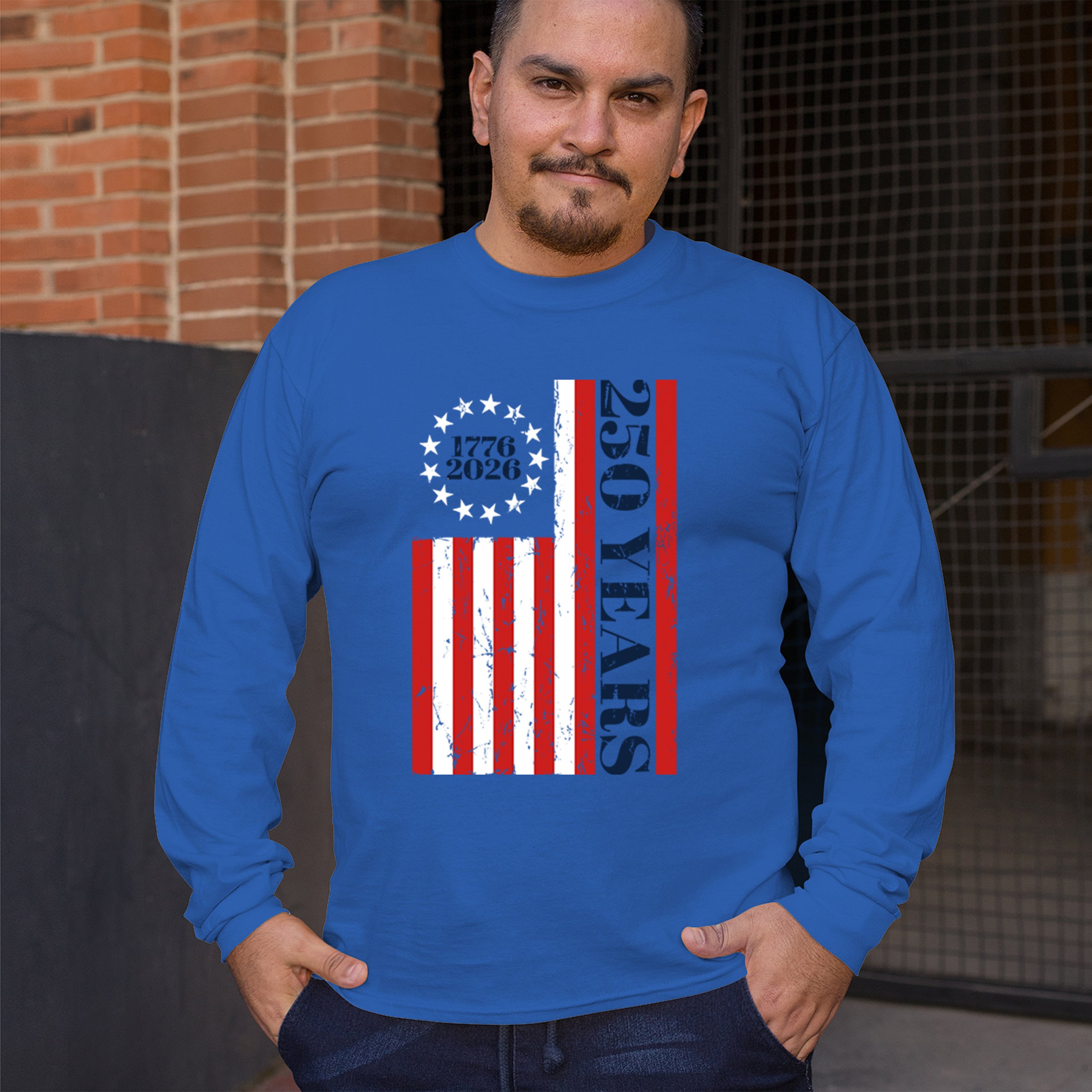 USA 250 Years Flag Long Sleeve T-shirt American Patriotic July 4th Freedom - Picture 61 of 78