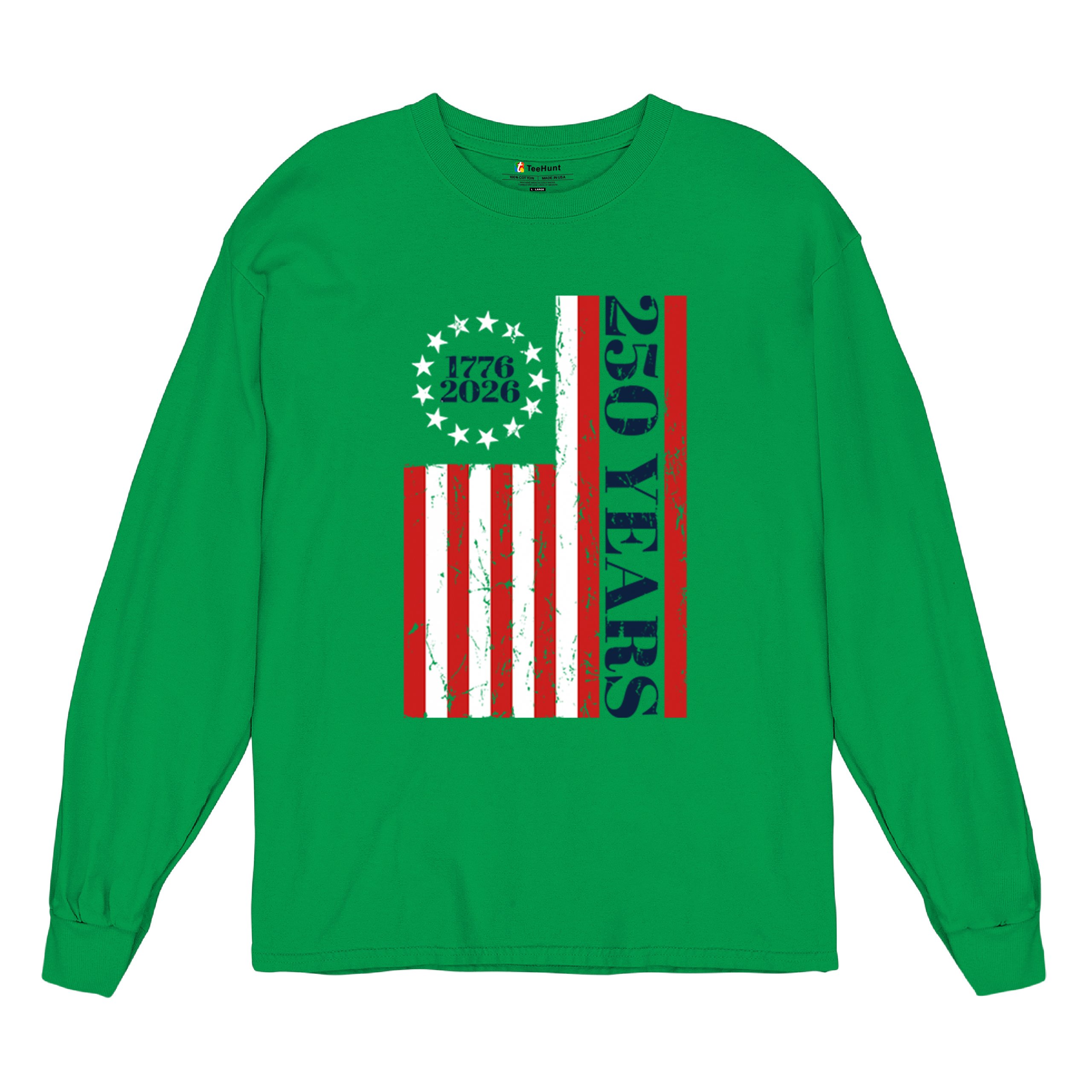 USA 250 Years Flag Long Sleeve T-shirt American Patriotic July 4th Freedom - Picture 48 of 78