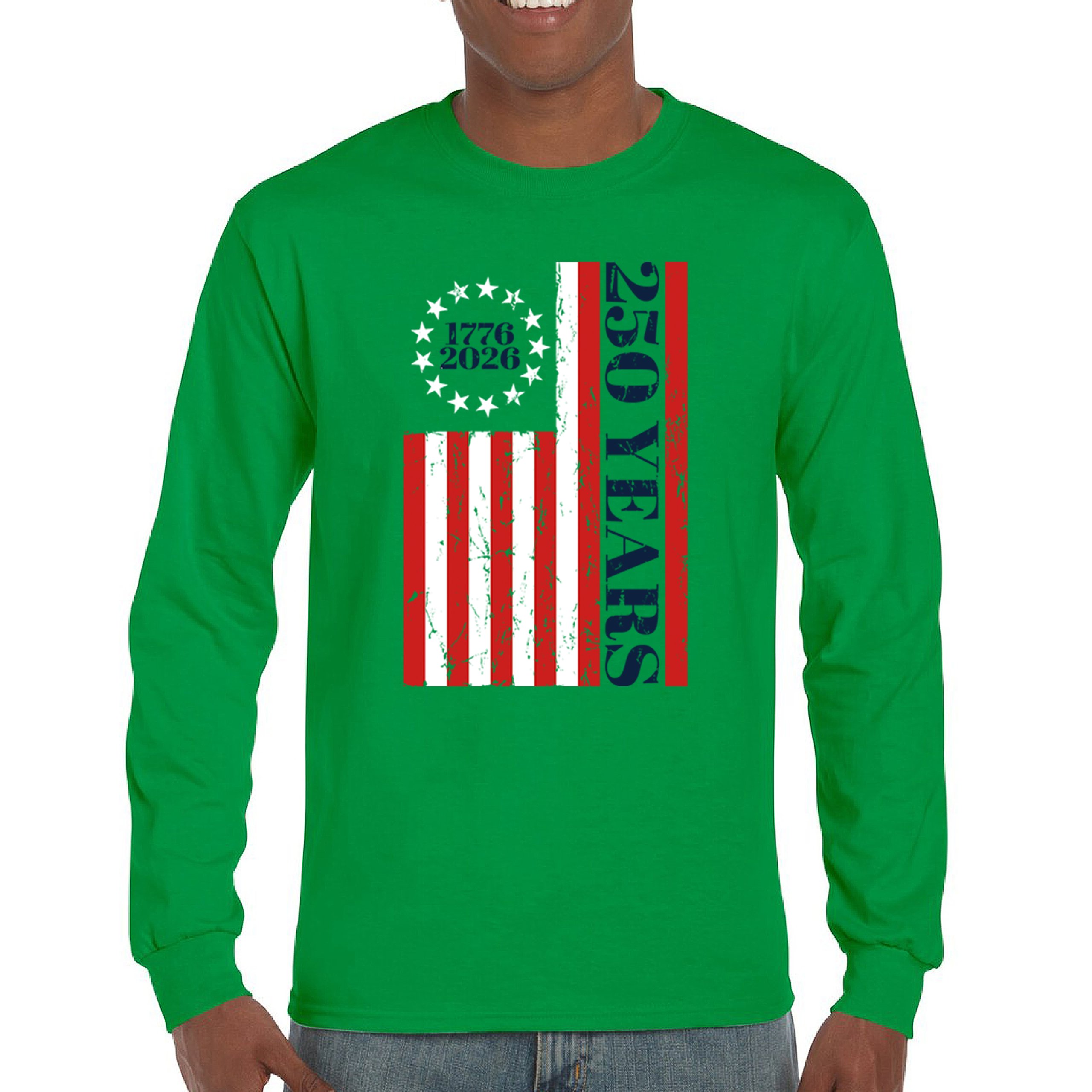 USA 250 Years Flag Long Sleeve T-shirt American Patriotic July 4th Freedom - Picture 44 of 78