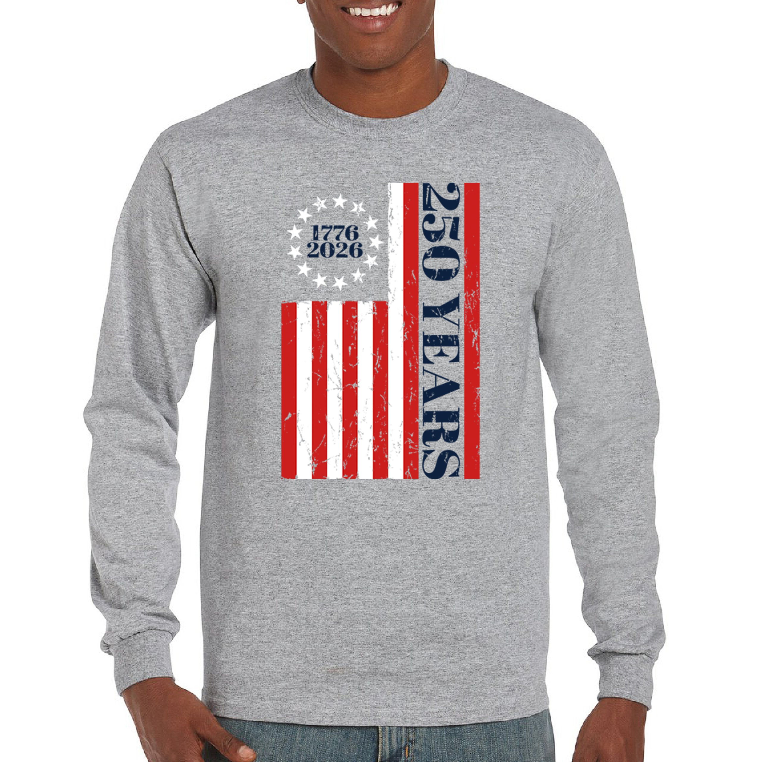 USA 250 Years Flag Long Sleeve T-shirt American Patriotic July 4th Freedom - Picture 2 of 78