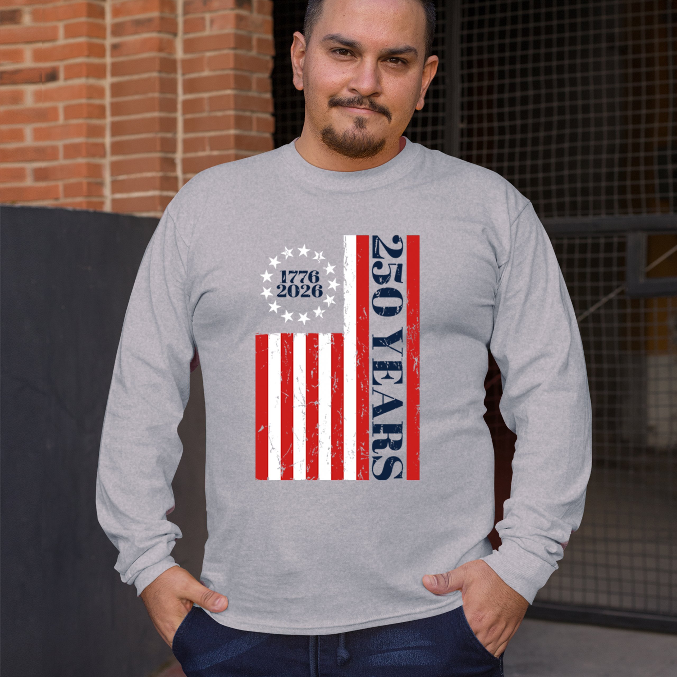 USA 250 Years Flag Long Sleeve T-shirt American Patriotic July 4th Freedom - Picture 5 of 78