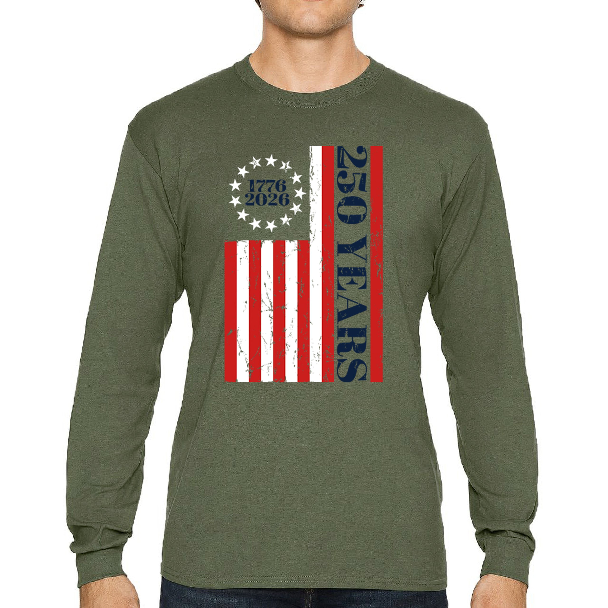 USA 250 Years Flag Long Sleeve T-shirt American Patriotic July 4th Freedom - Picture 51 of 78