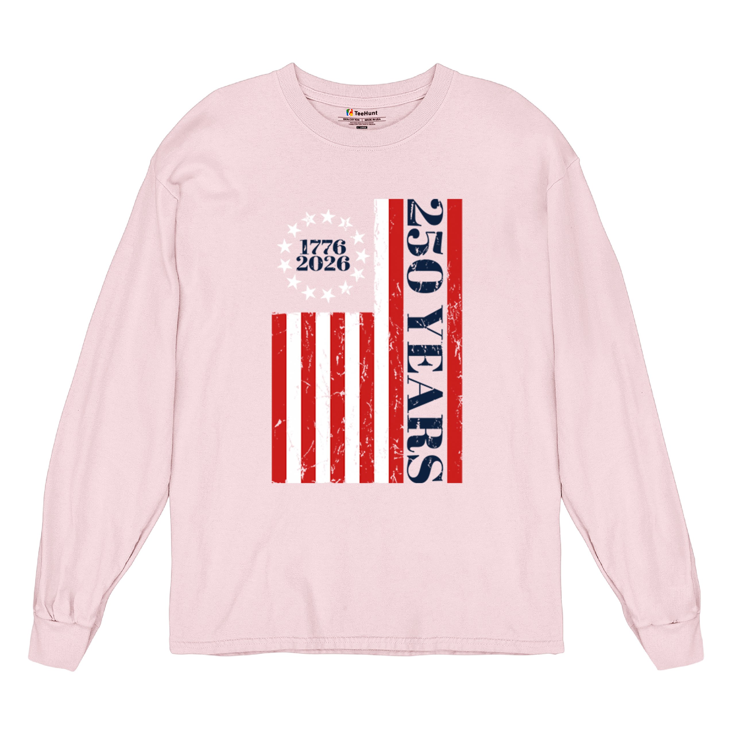 USA 250 Years Flag Long Sleeve T-shirt American Patriotic July 4th Freedom - Picture 76 of 78